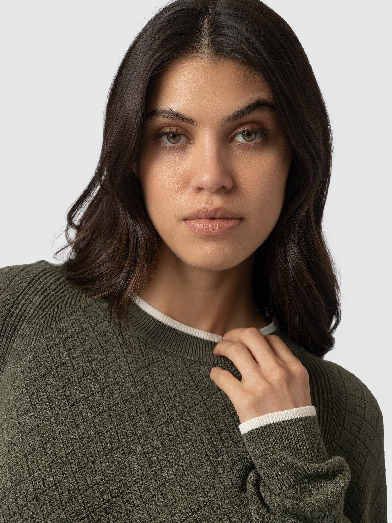 Diamond Knit Sweater - Khaki