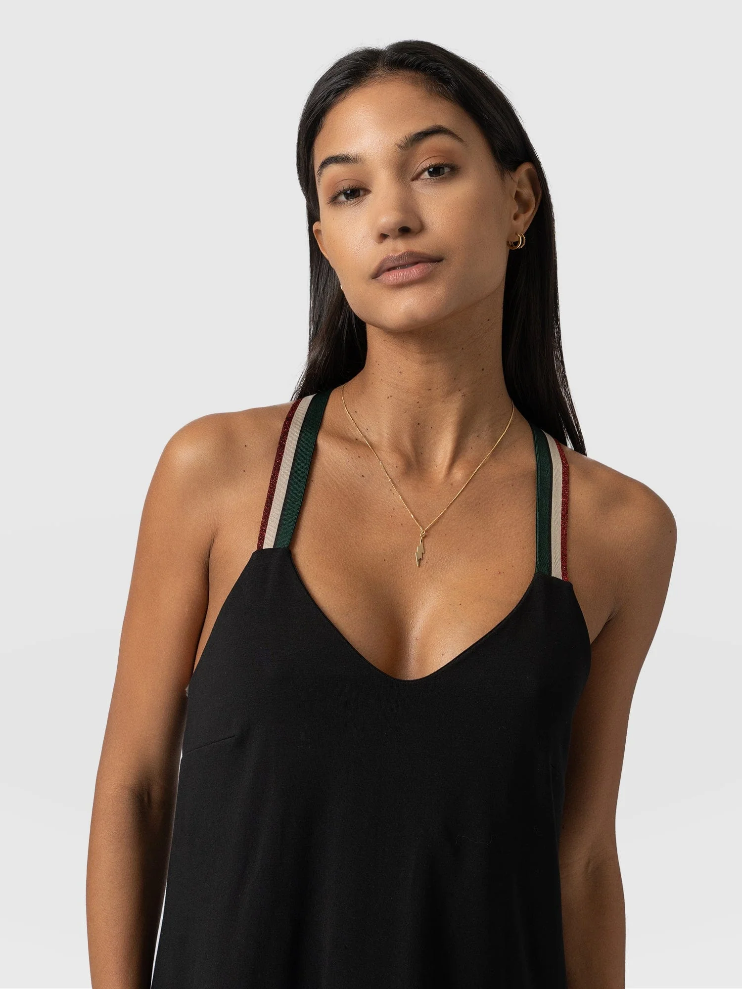 Sunset Dress Black - Red Lurex