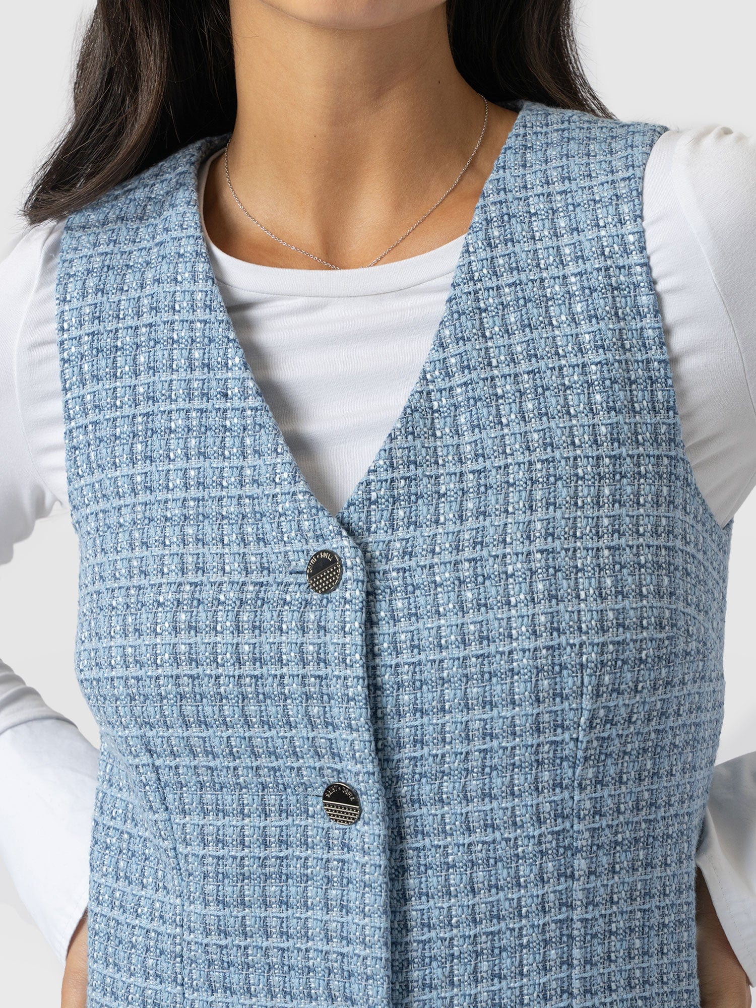 Luther Boucle Mini Dress - Pale Blue