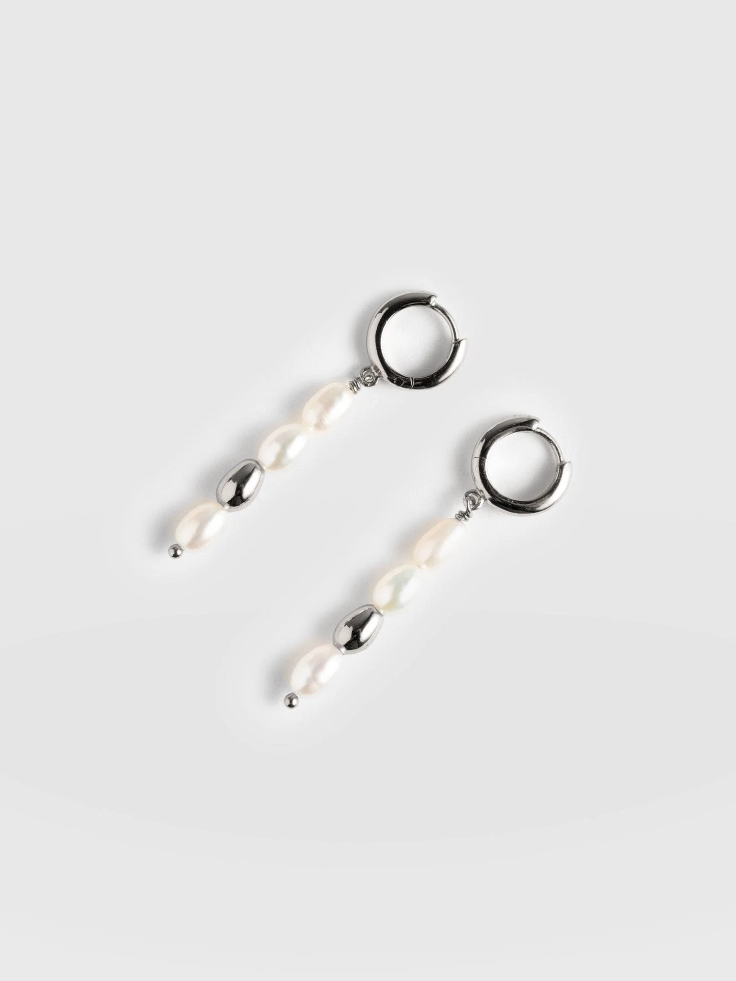 Jacqueline Pearl Drop Earrings - Silver