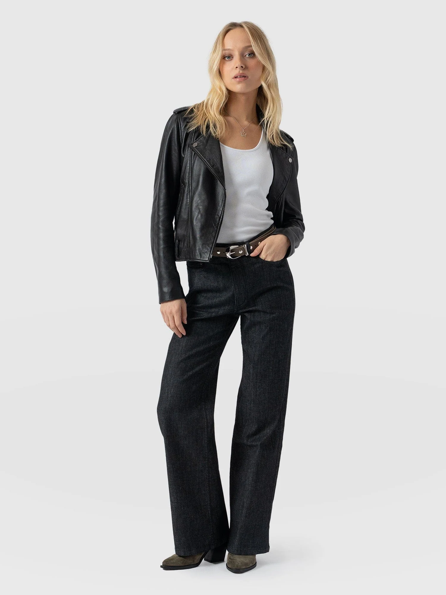 Wide Leg Jeans - Black Wash