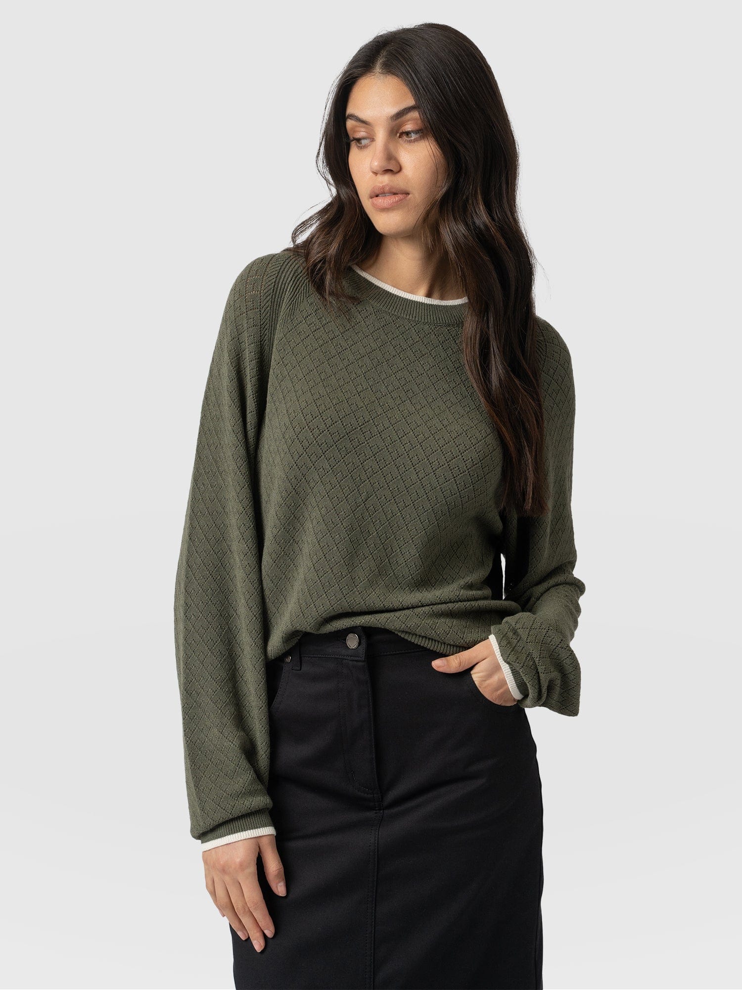 Diamond Knit Sweater - Khaki