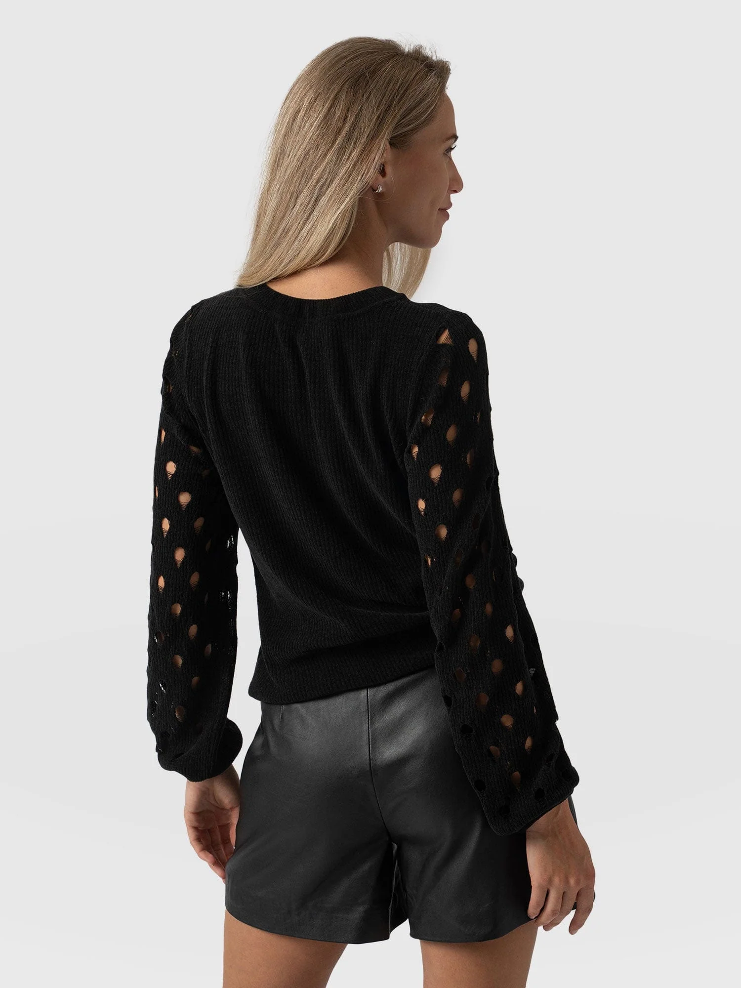 Suki Lace Hole Knit - Black