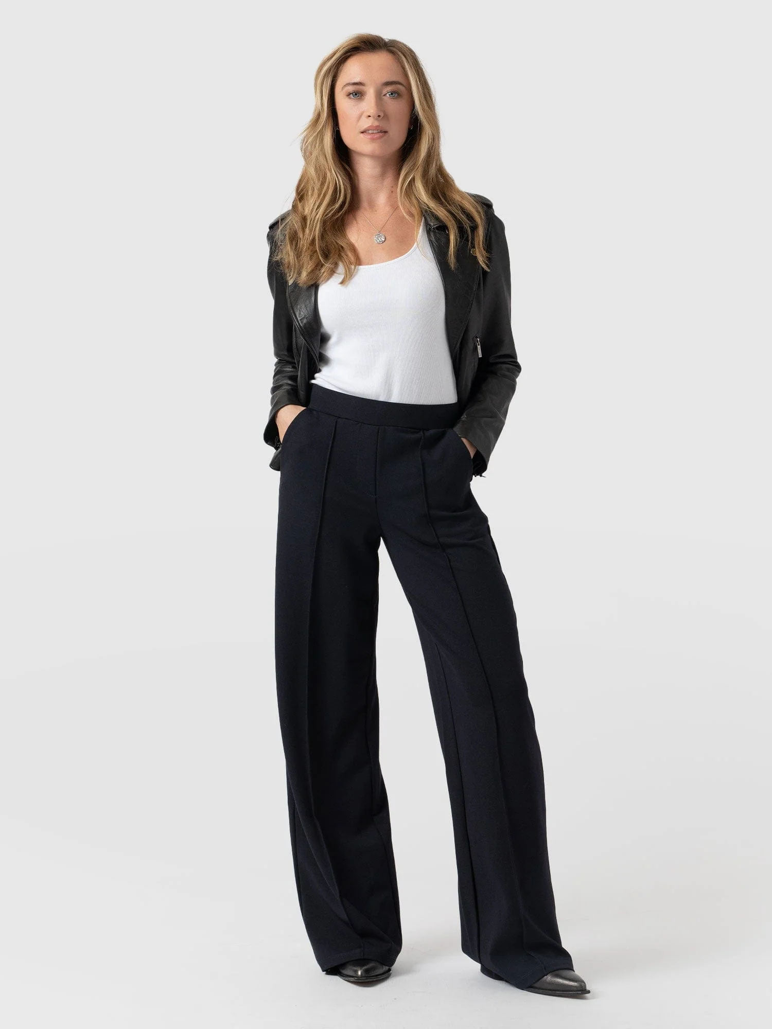 Keller Wide Leg Pant - Navy