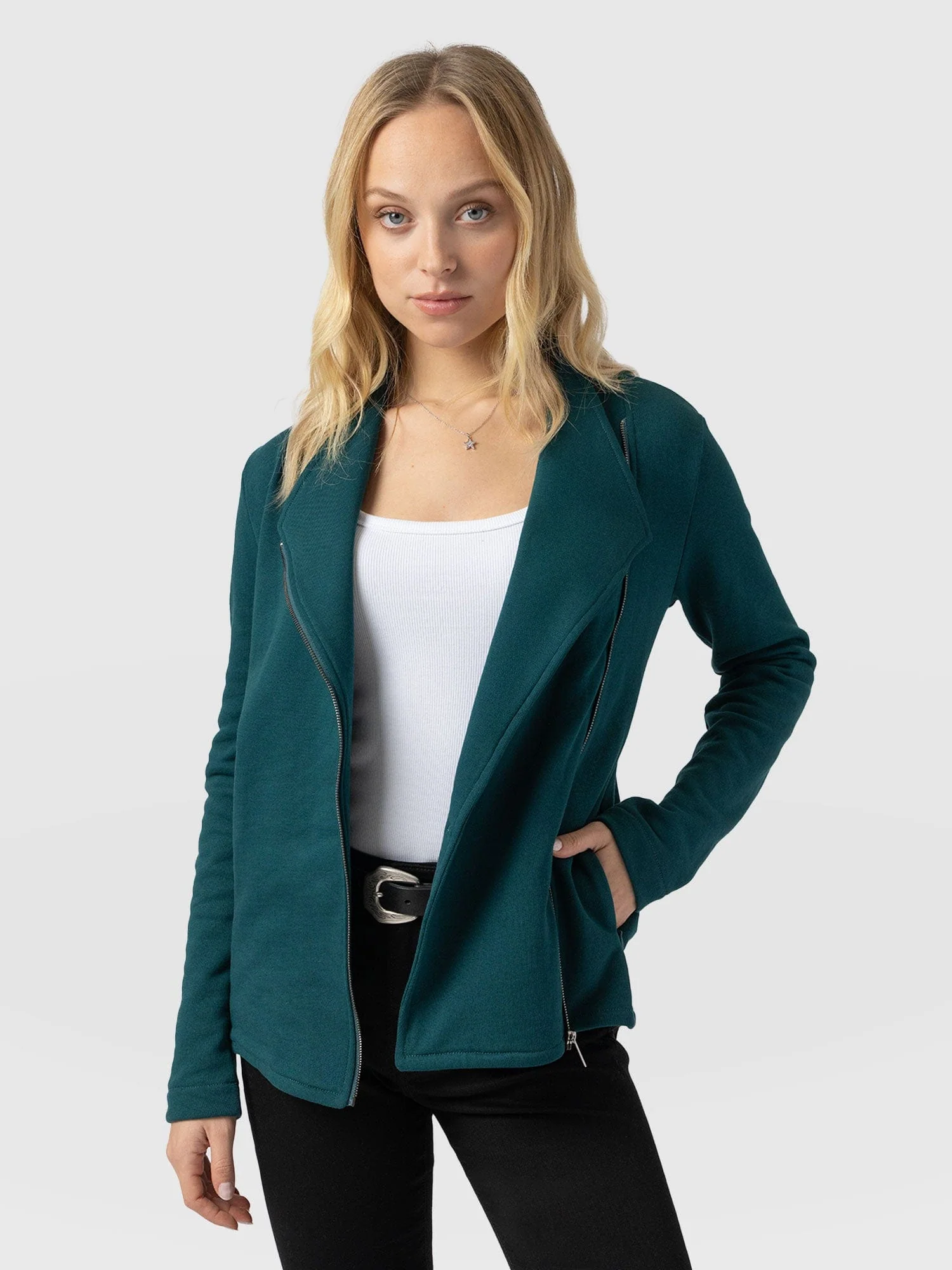 Cotton Biker Jacket - Teal