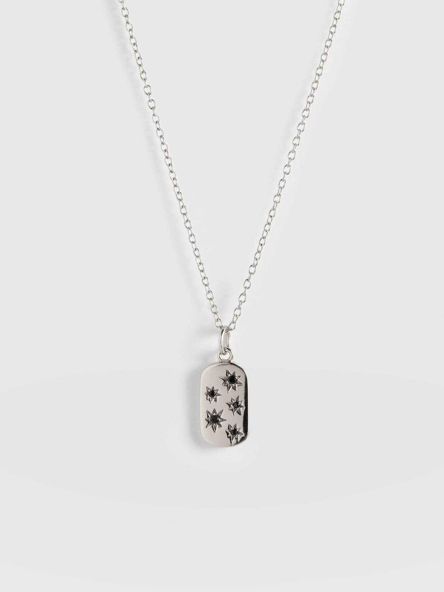 Scatter Star Charm Necklace - Silver/Black