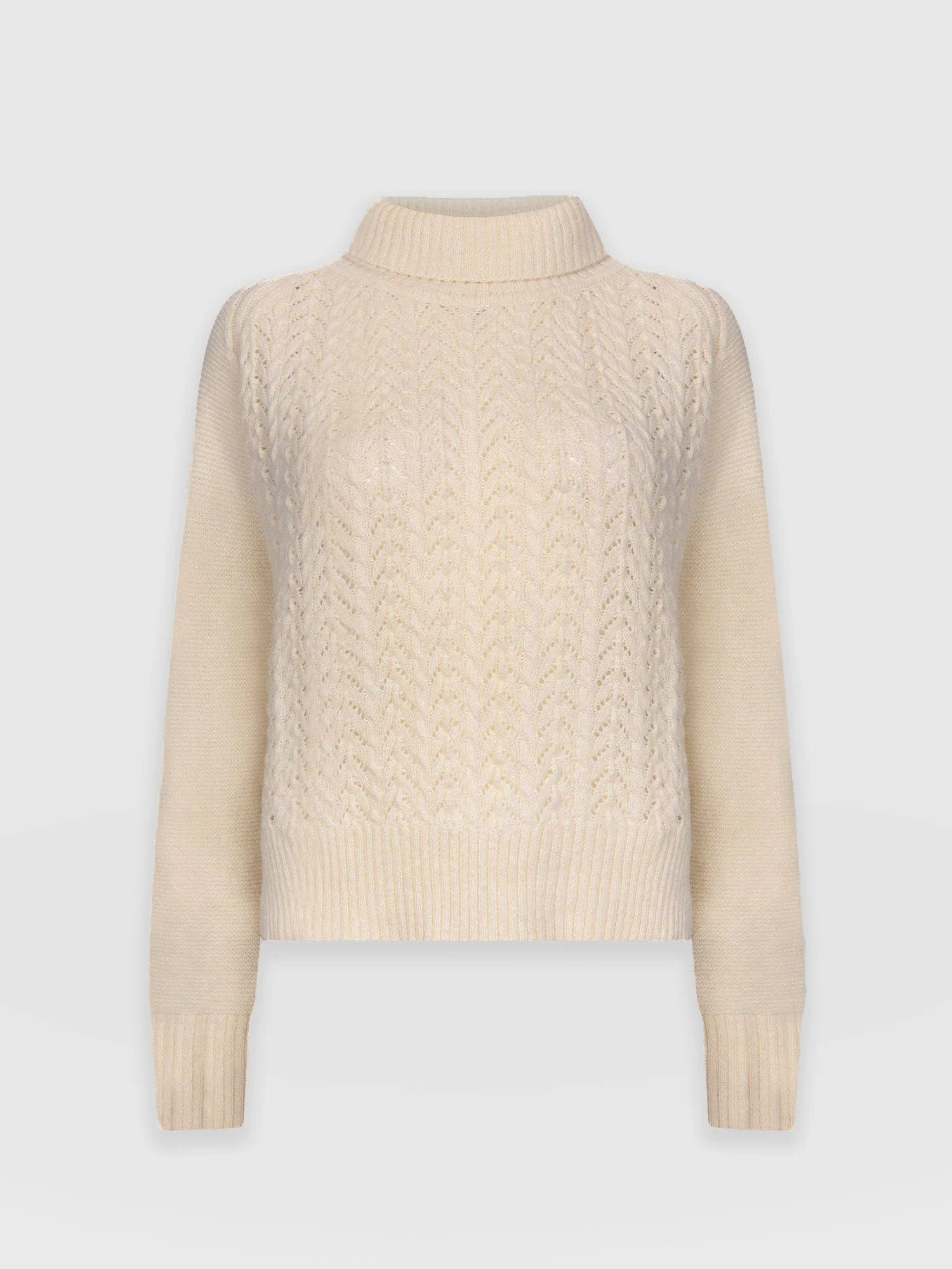 Glen Cable Knit Sweater - Cream