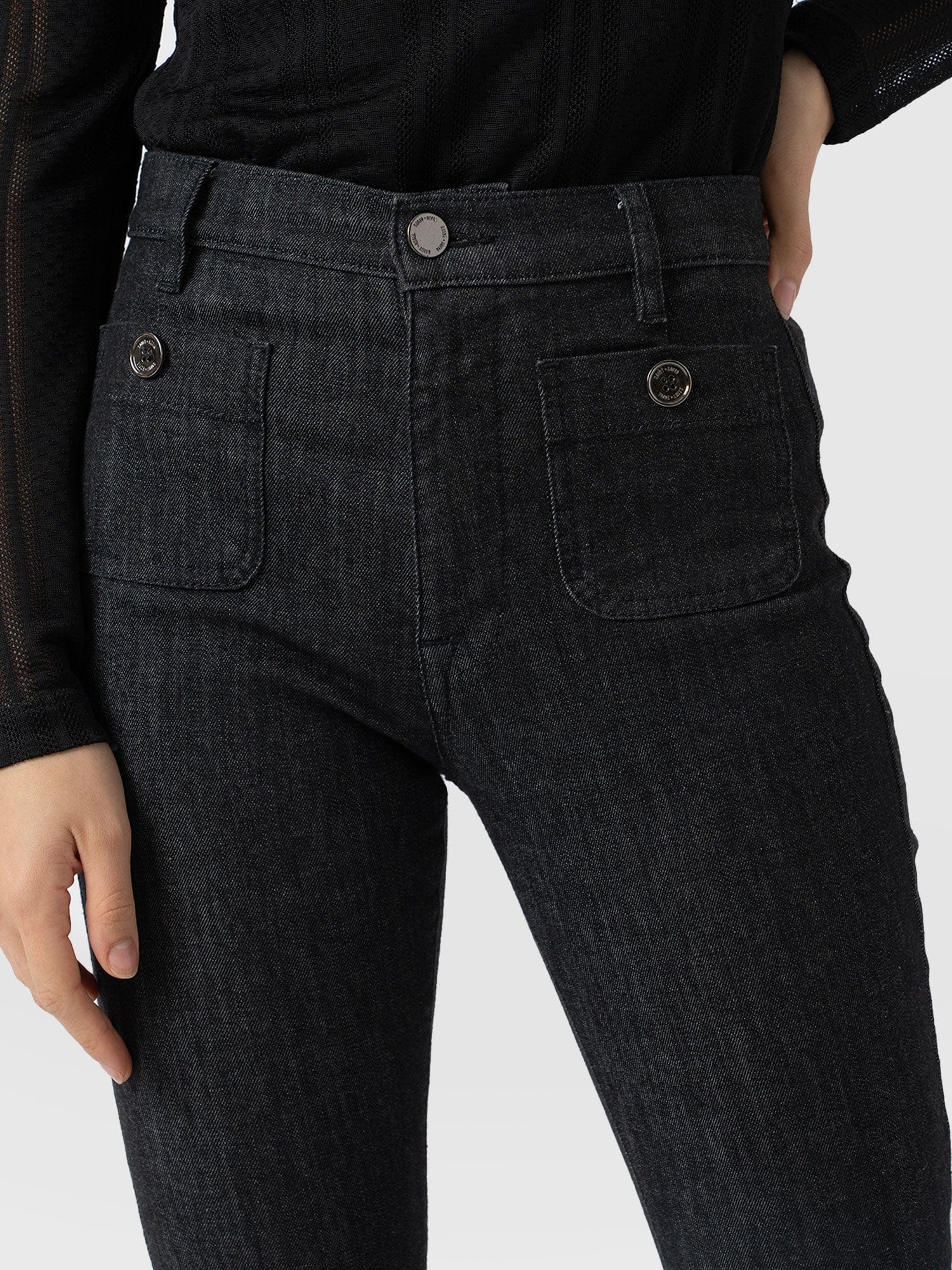 Bowie Stretch Flare Jeans - Black Wash