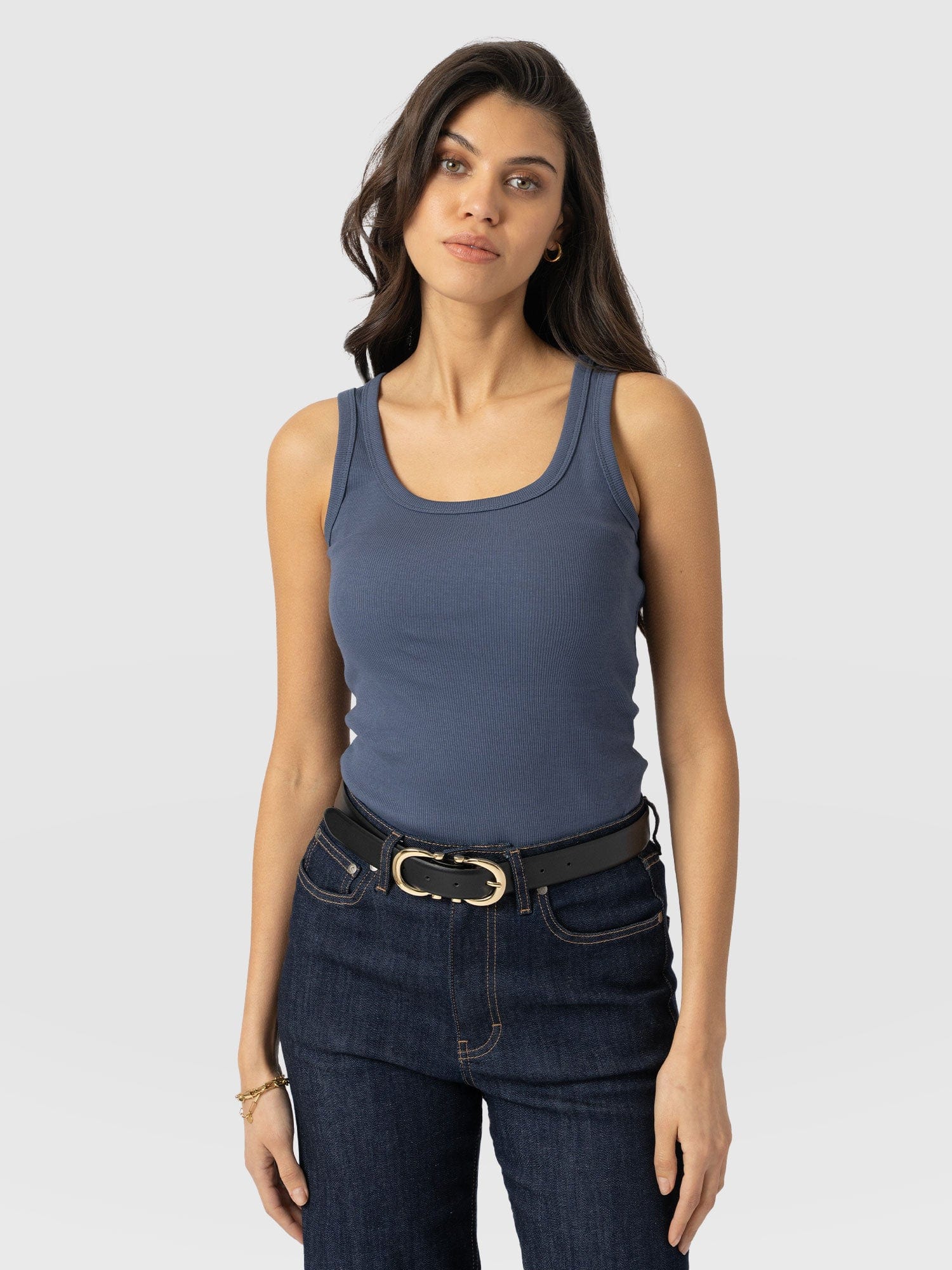 Asher Scoop Neck Vest - Dusty Blue