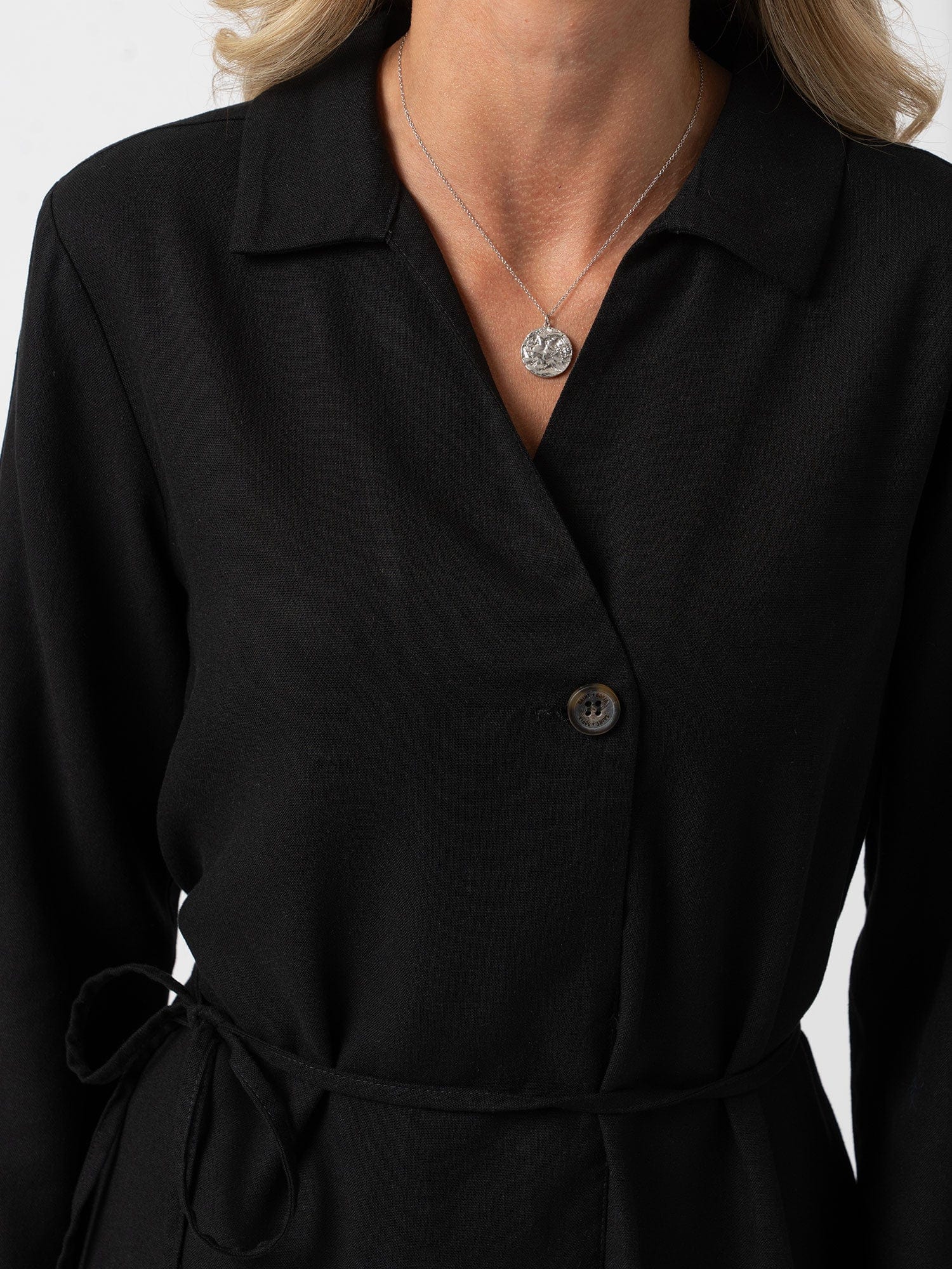 Aurelia Mini Linen Dress - Black