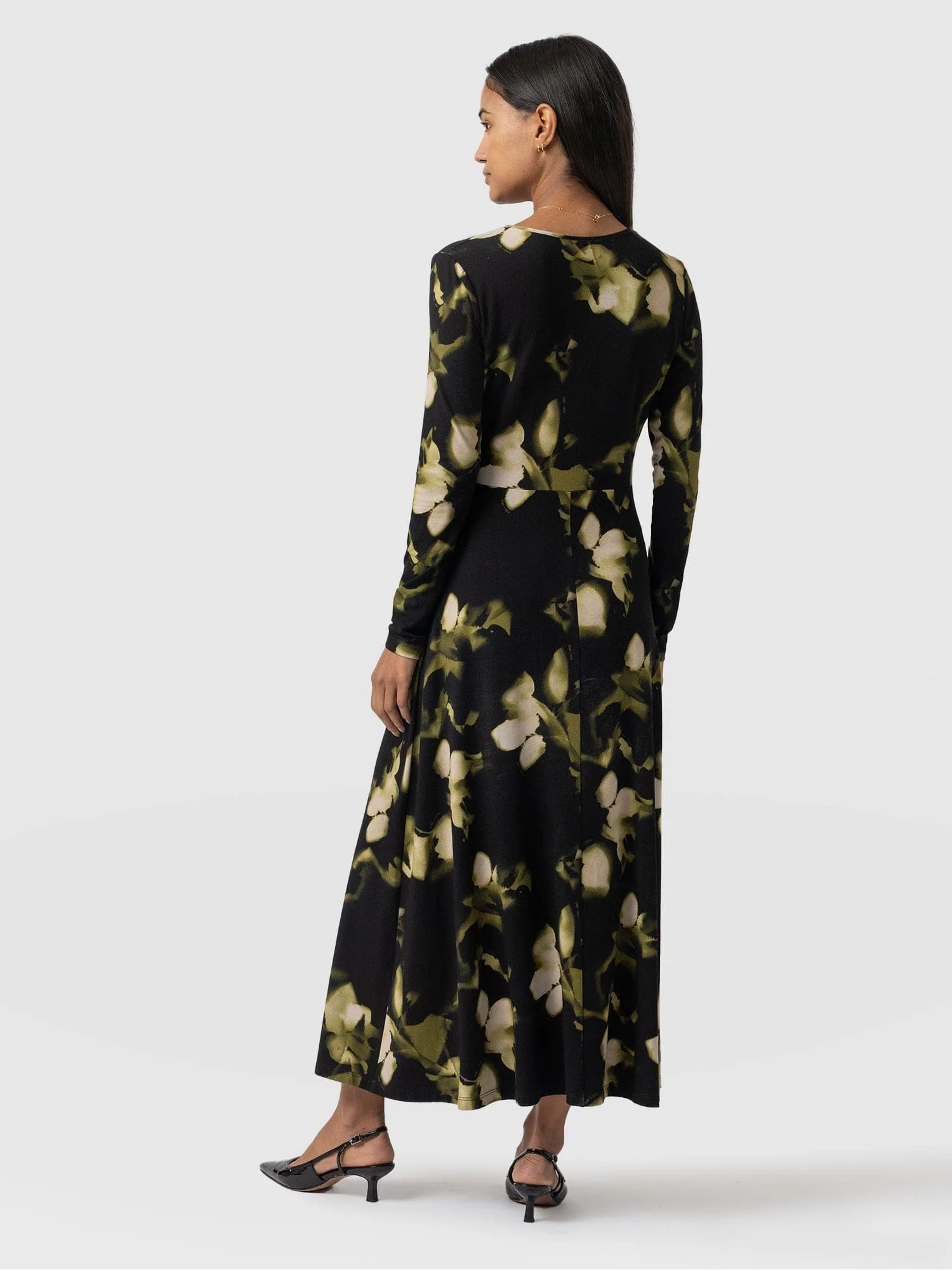 Maggie Wrap Midi Dress - Green Aurora