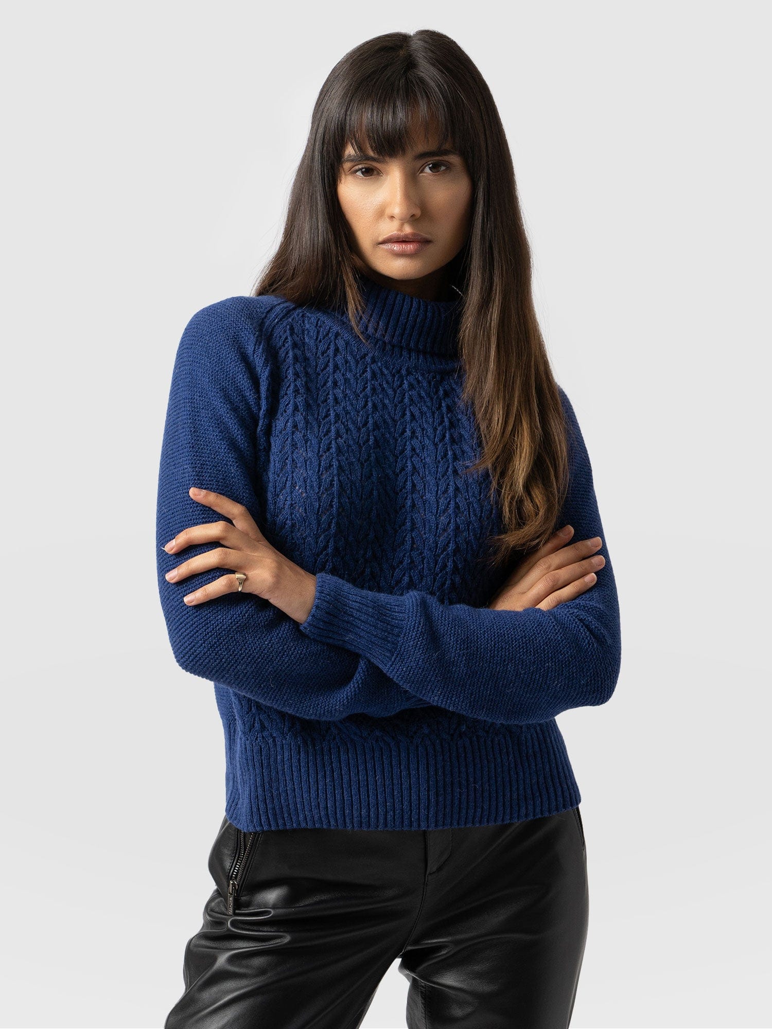 Glen Cable Knit Sweater - Blue