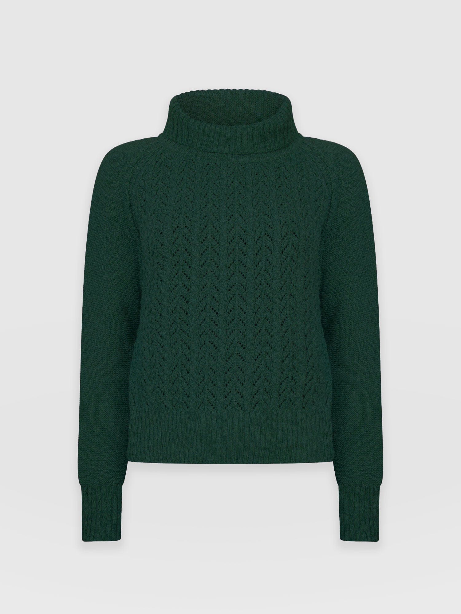Glen Cable Knit Sweater - Green