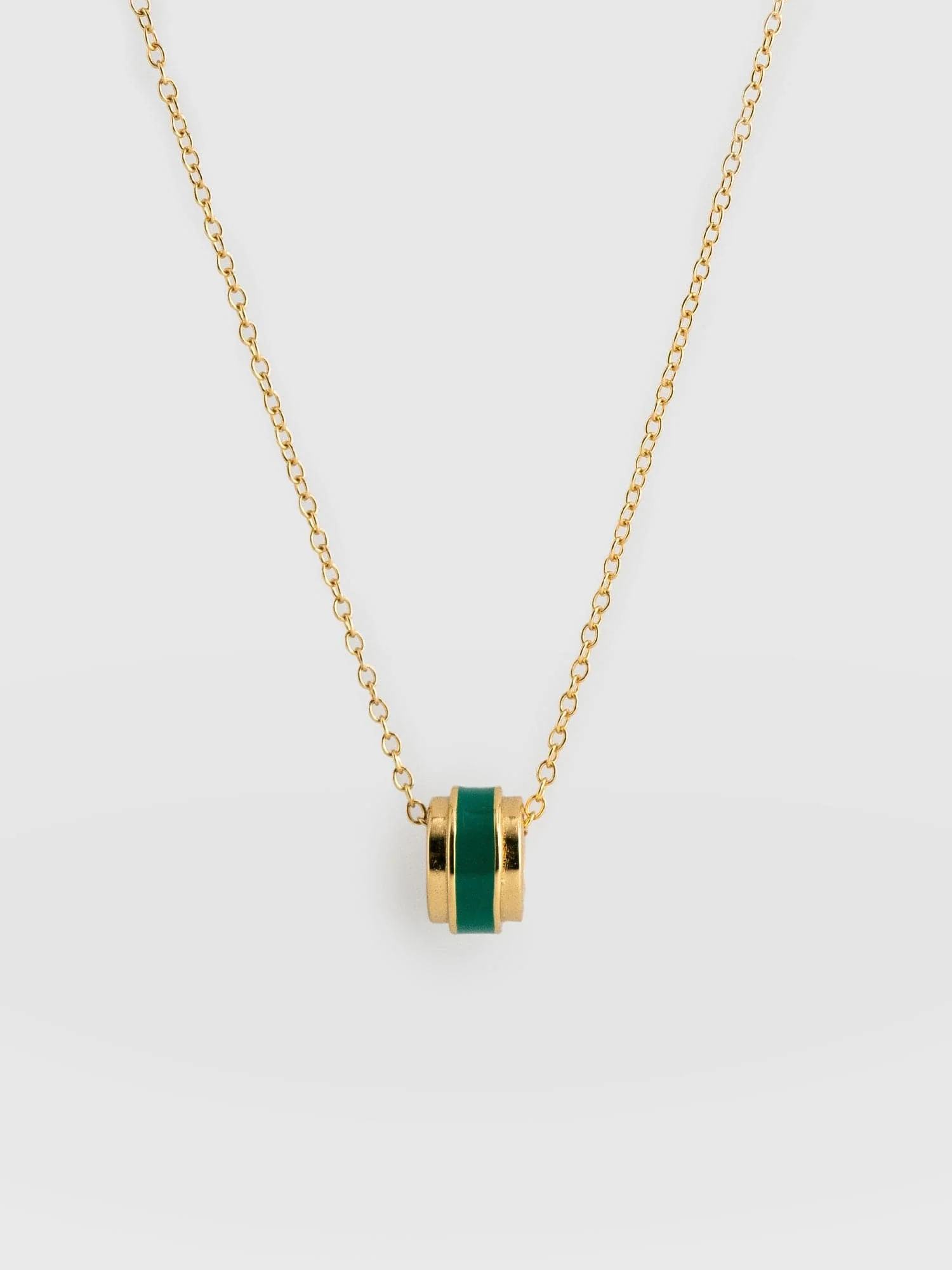 Enamel Stripe Charm Necklace - Gold/Green