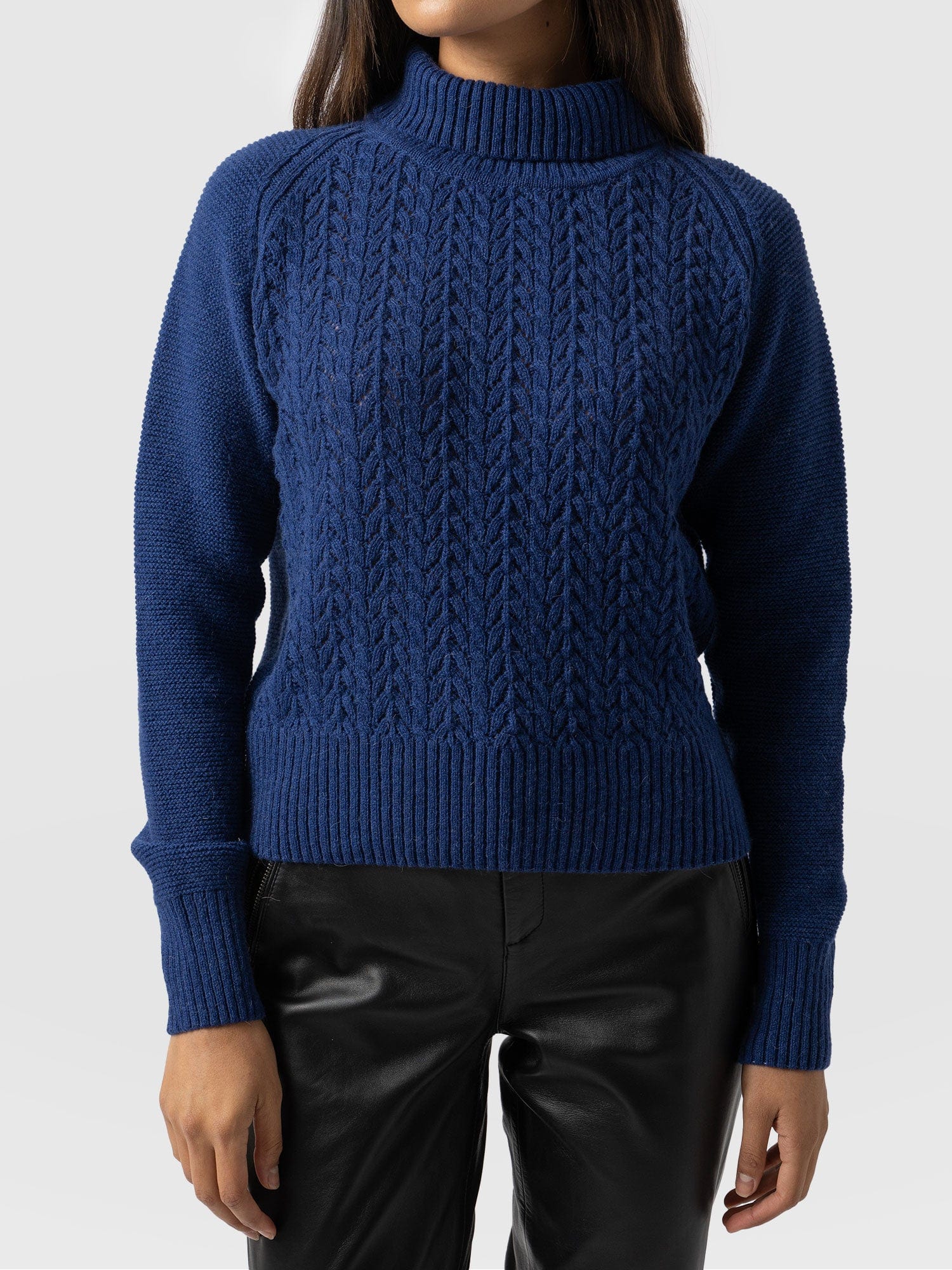 Glen Cable Knit Sweater - Blue