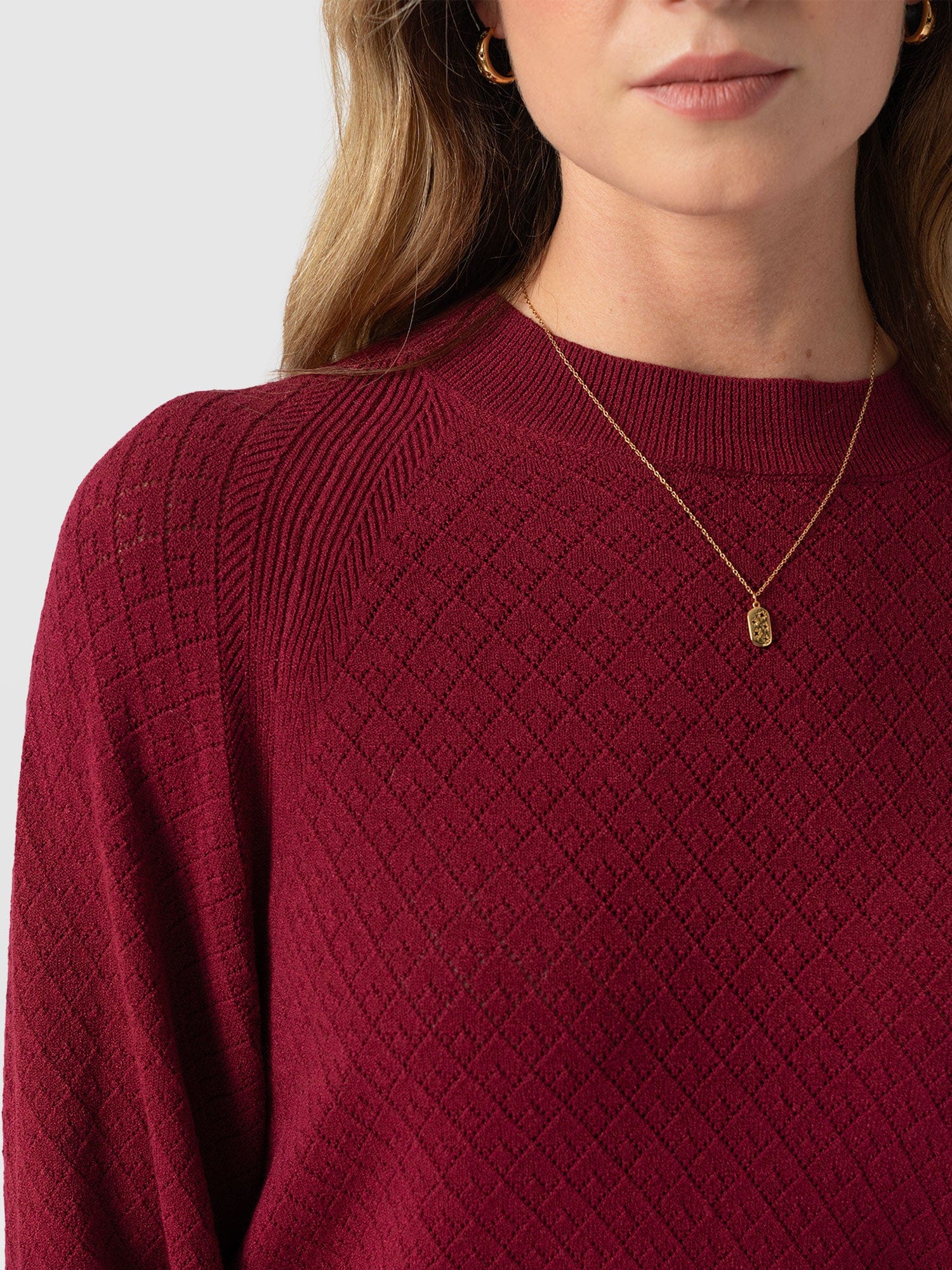 Diamond Knit Sweater - Deep Pink