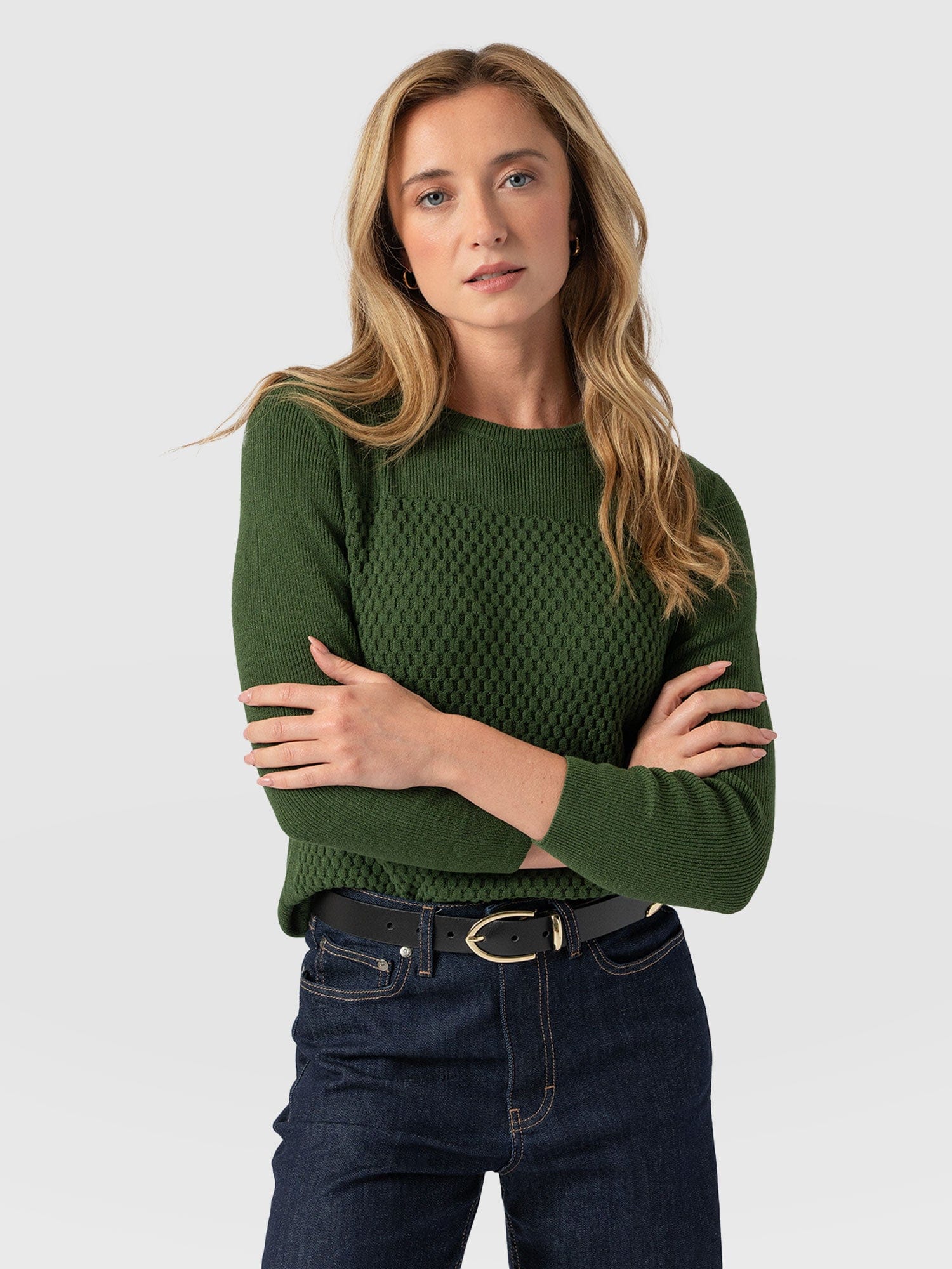 Honeycomb Rib Sweater - Green