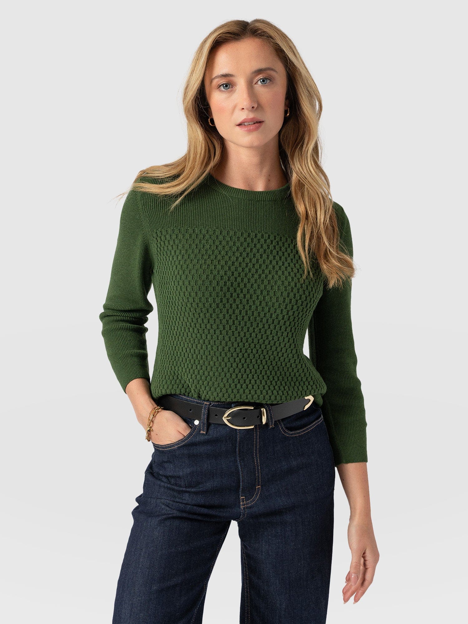 Honeycomb Rib Sweater - Green