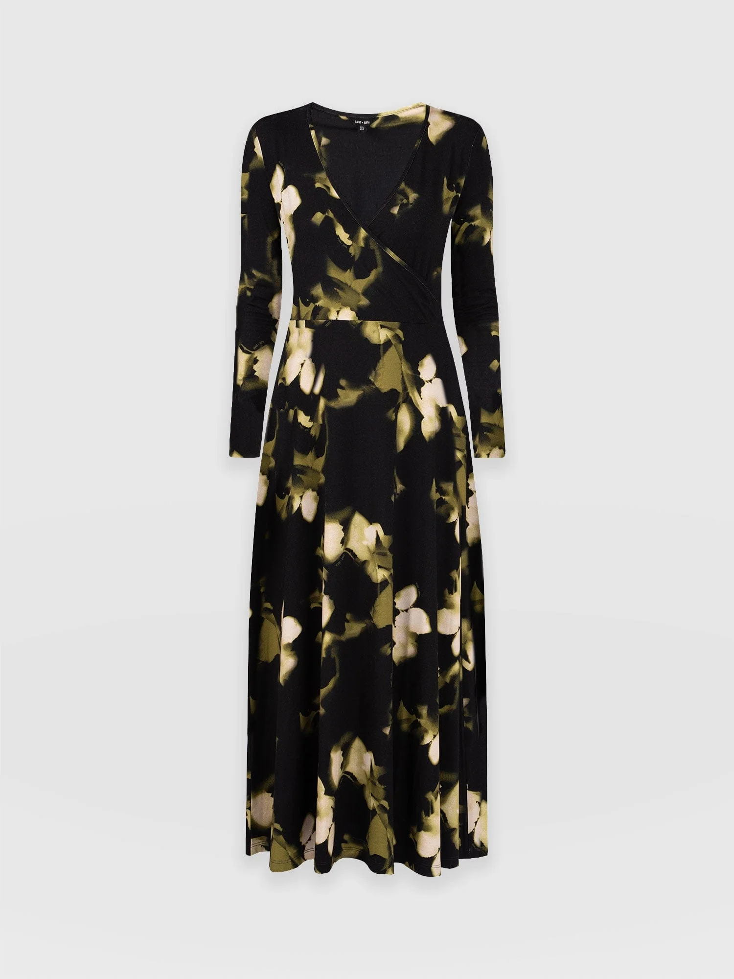 Maggie Wrap Midi Dress - Green Aurora