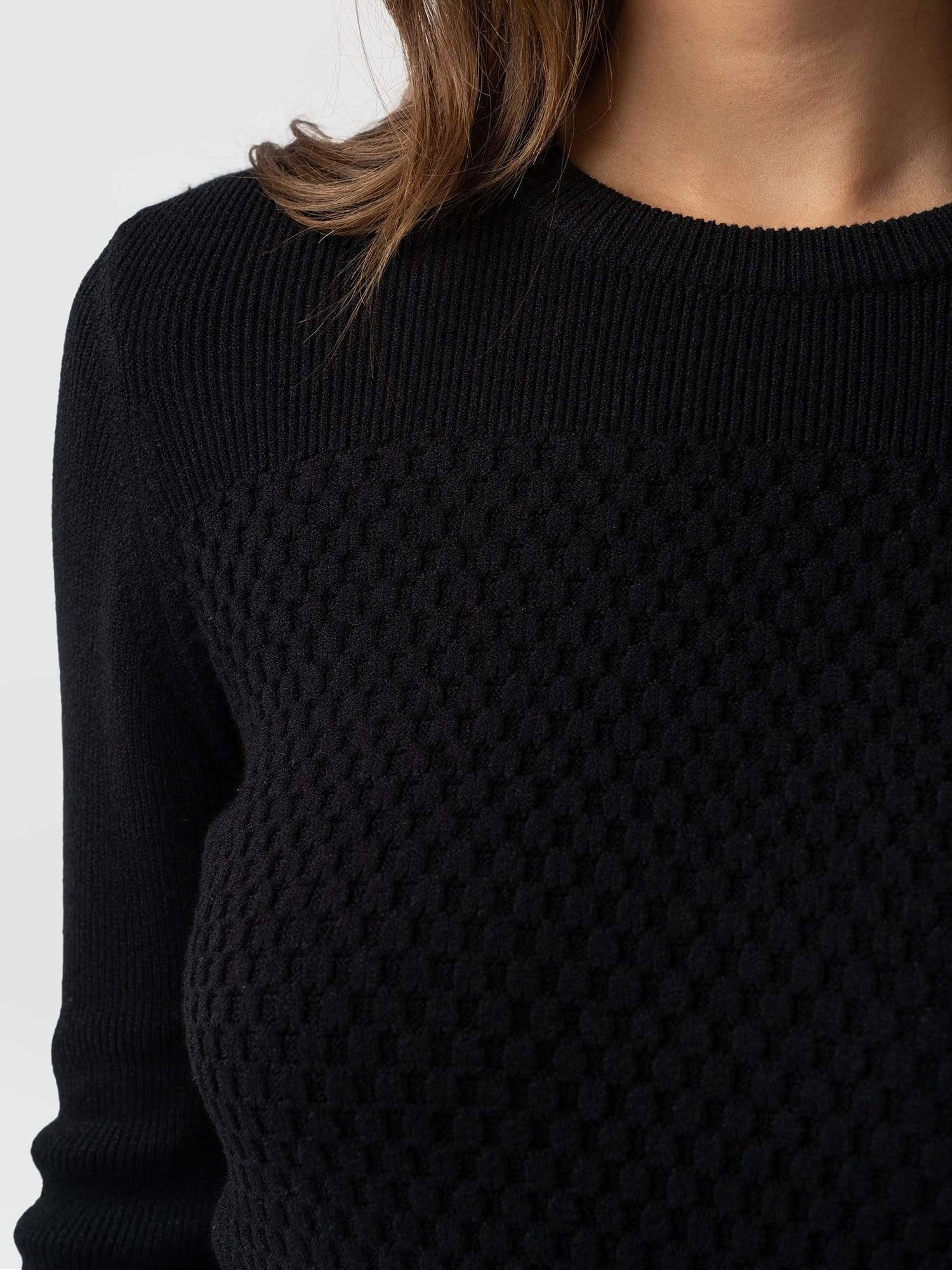 Honeycomb Rib Sweater - Black