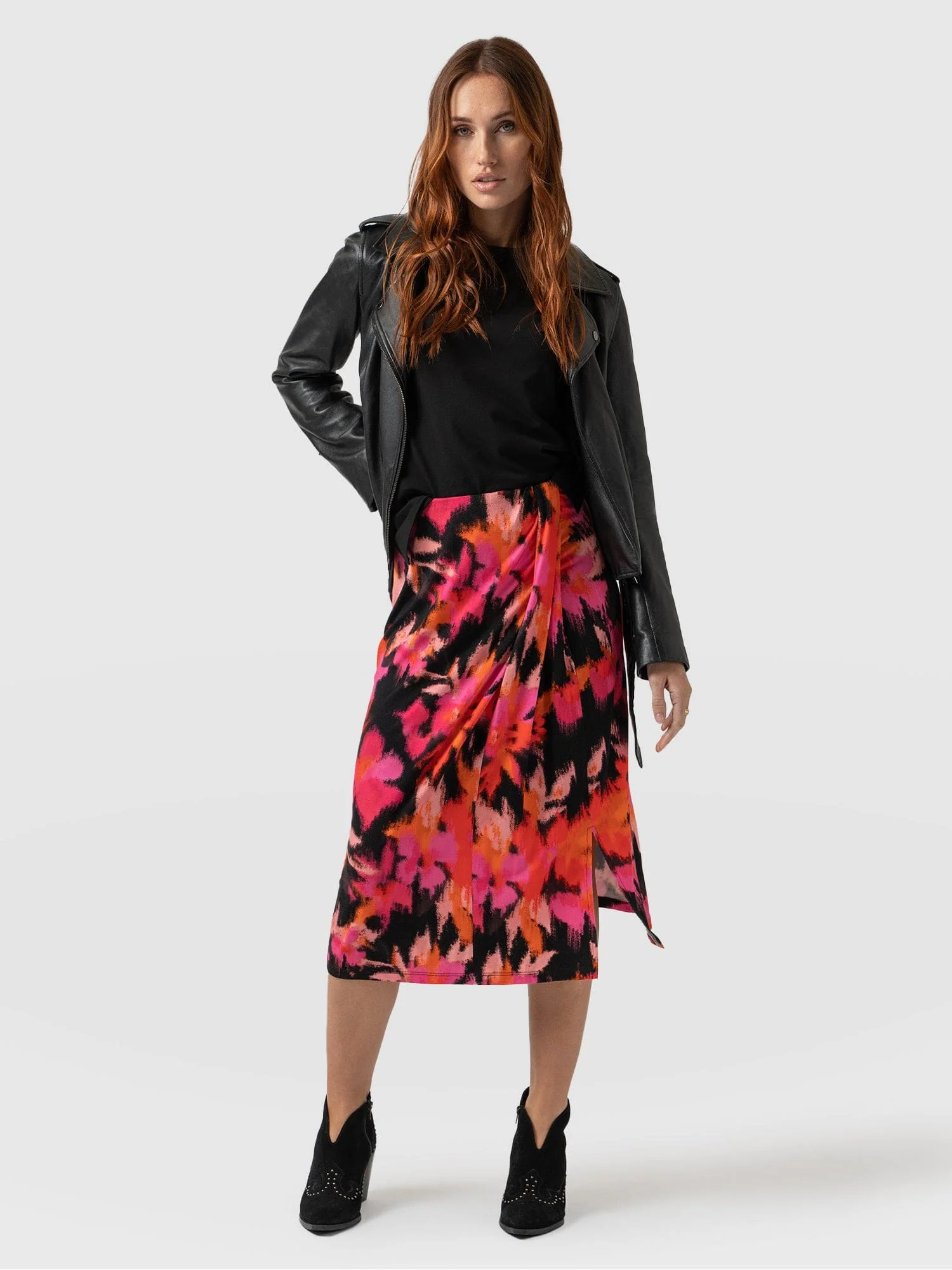 Salina Draped Skirt  - Black Soft Focus