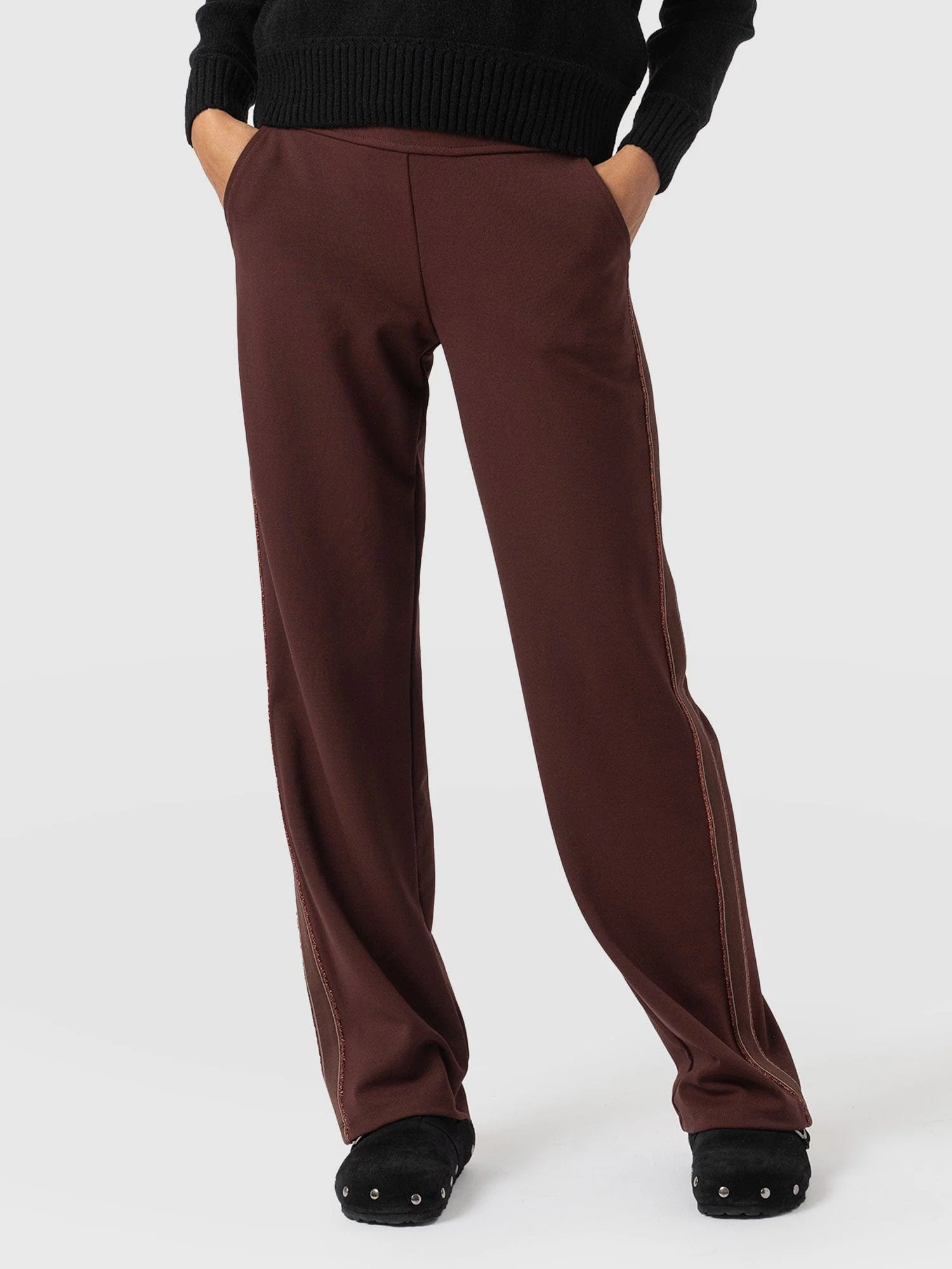 Runway Pant - Maroon - Bronze Stripe