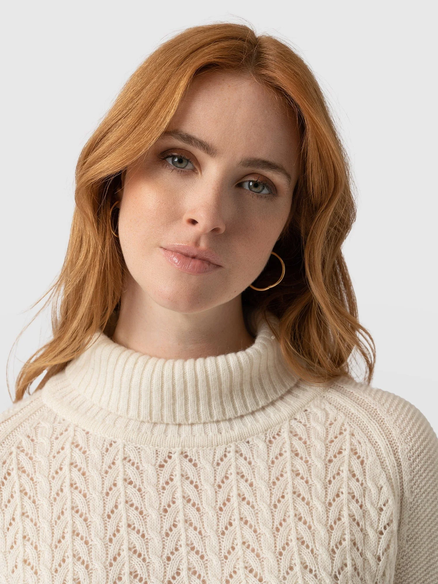 Glen Cable Knit Sweater - Cream