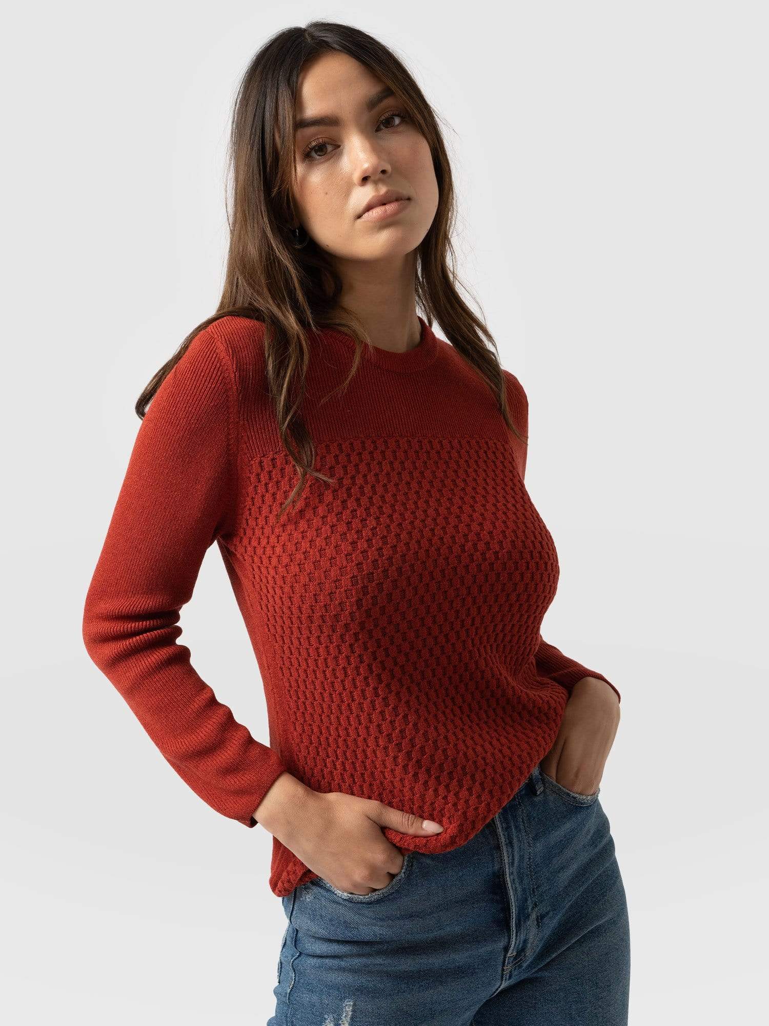 Honeycomb Rib Sweater - Amber