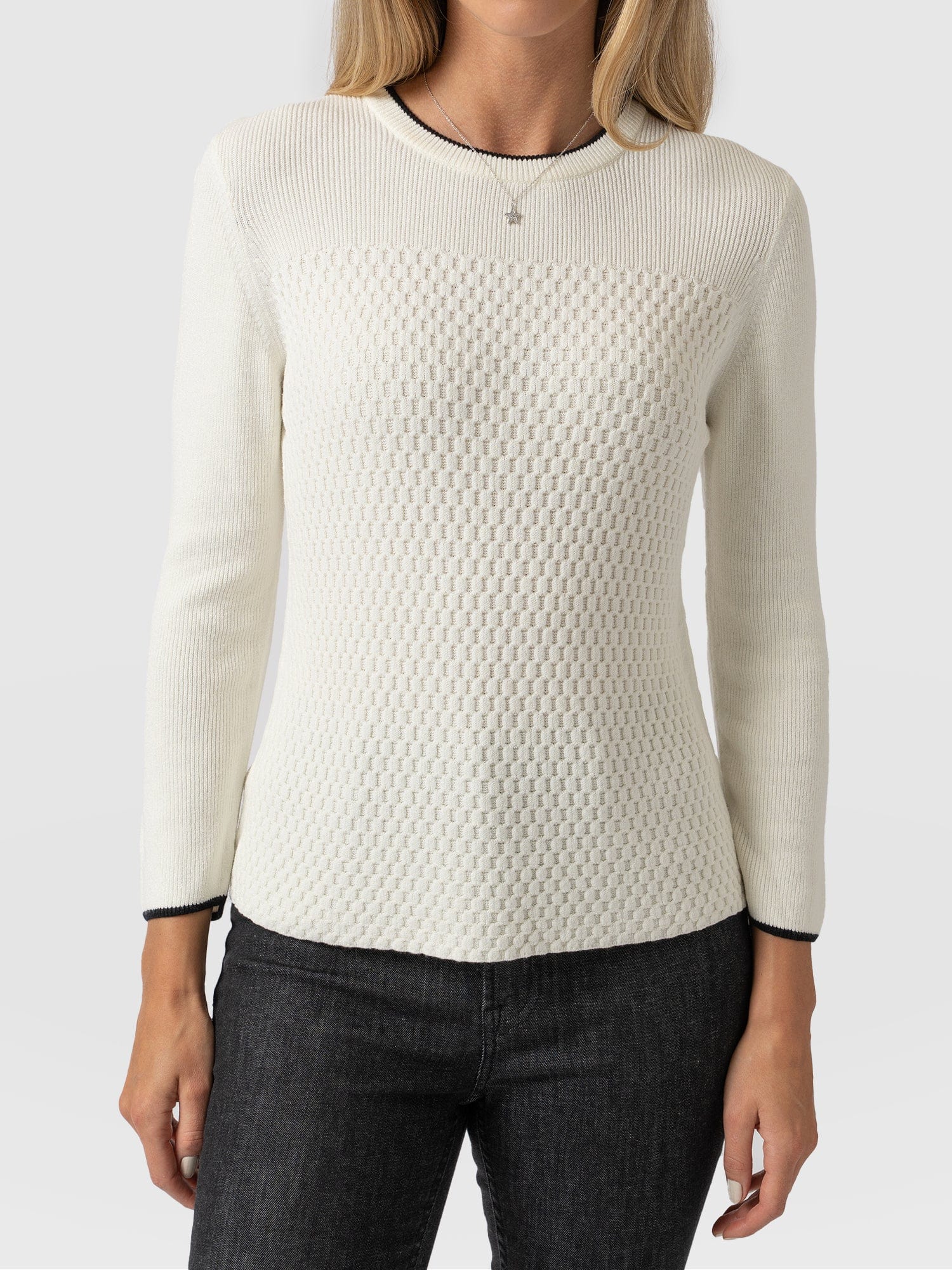 Honeycomb Rib Sweater - Cream