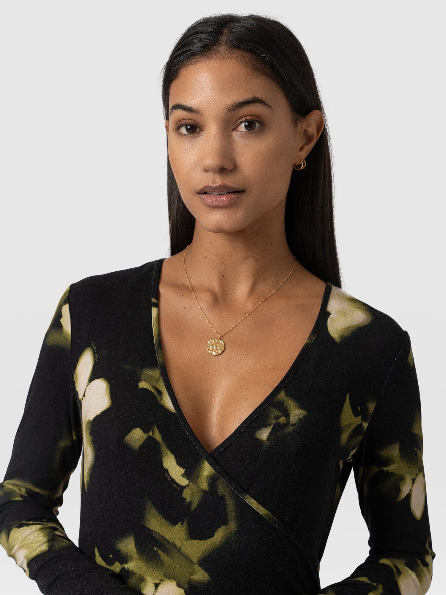 Maggie Wrap Midi Dress - Green Aurora
