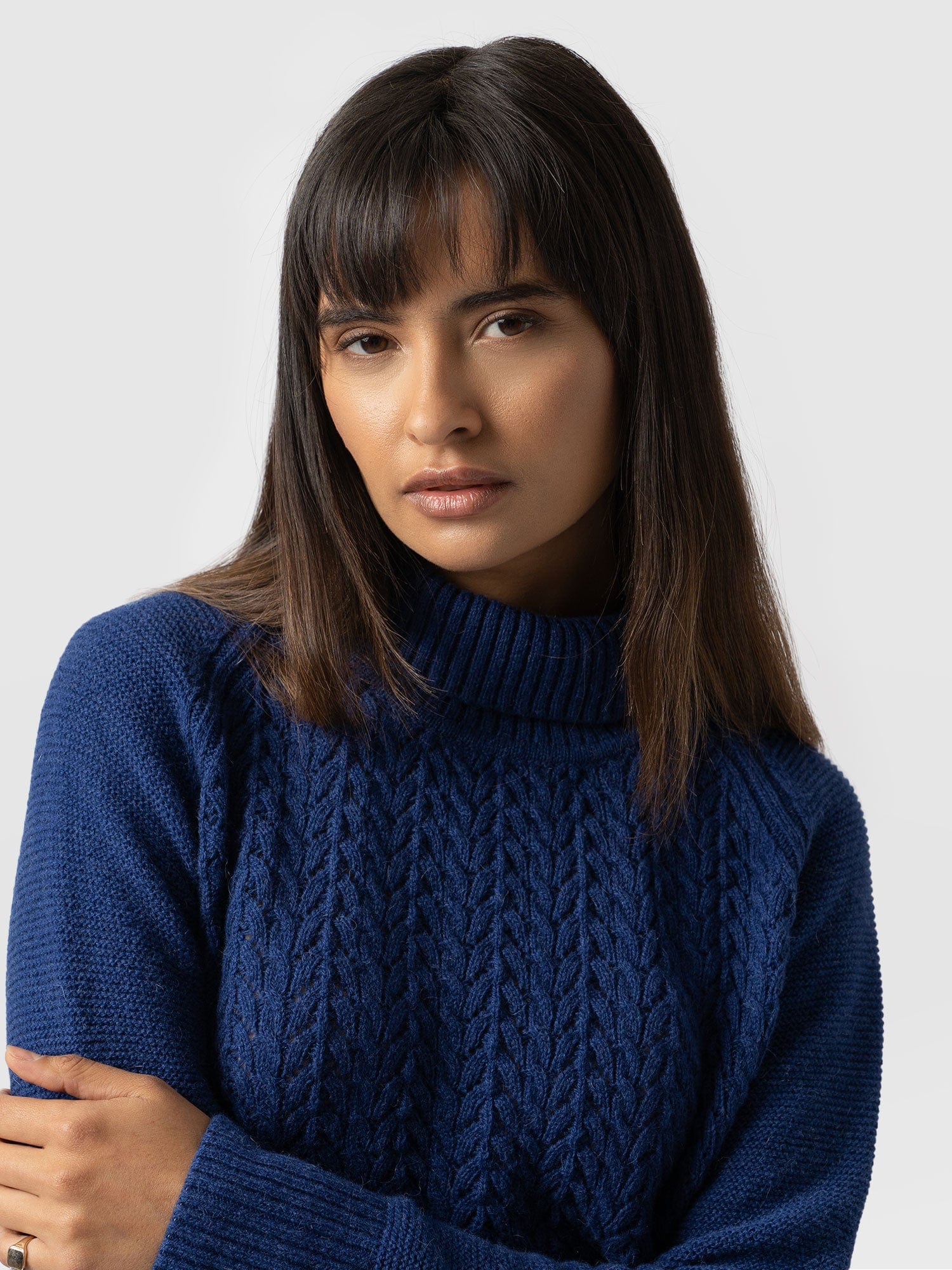 Glen Cable Knit Sweater - Blue