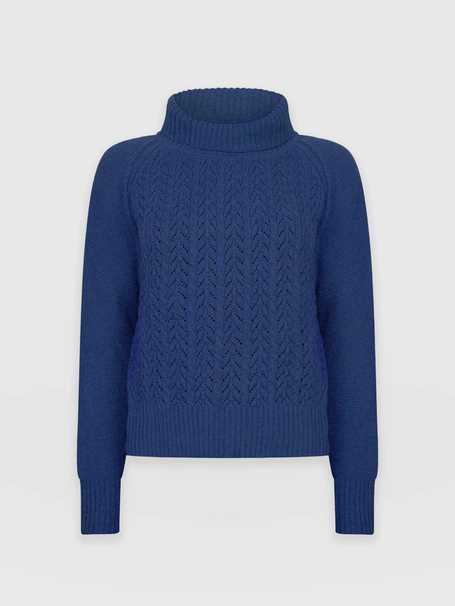 Glen Cable Knit Sweater - Blue