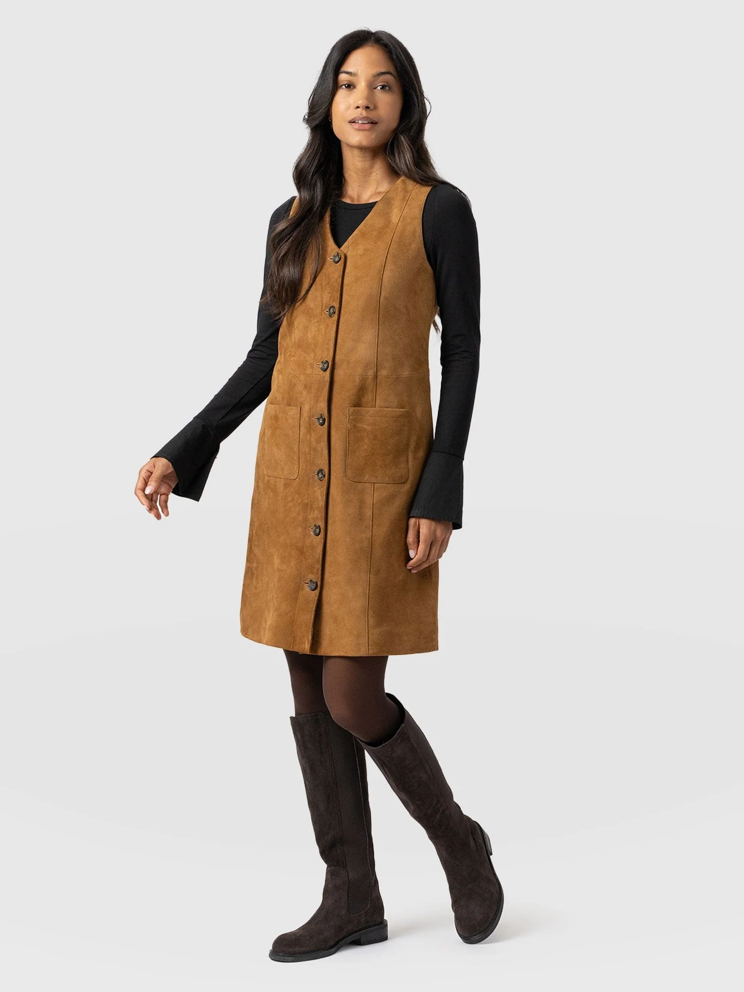 Luther Suede Mini Dress - Camel