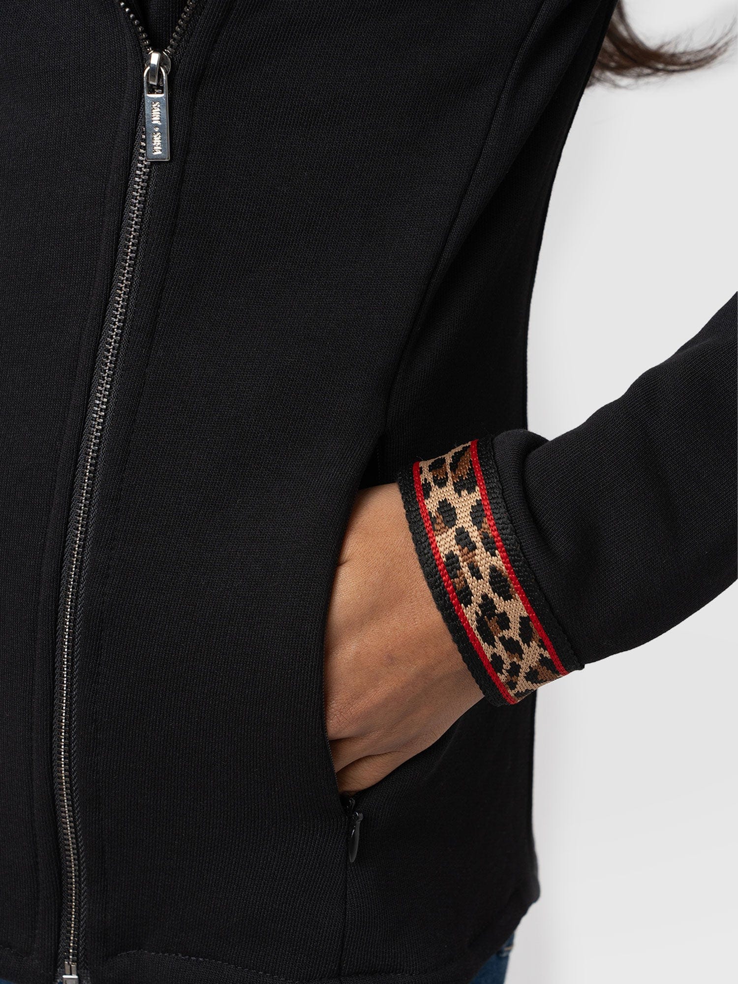 Cotton Biker Jacket - Leopard Trim