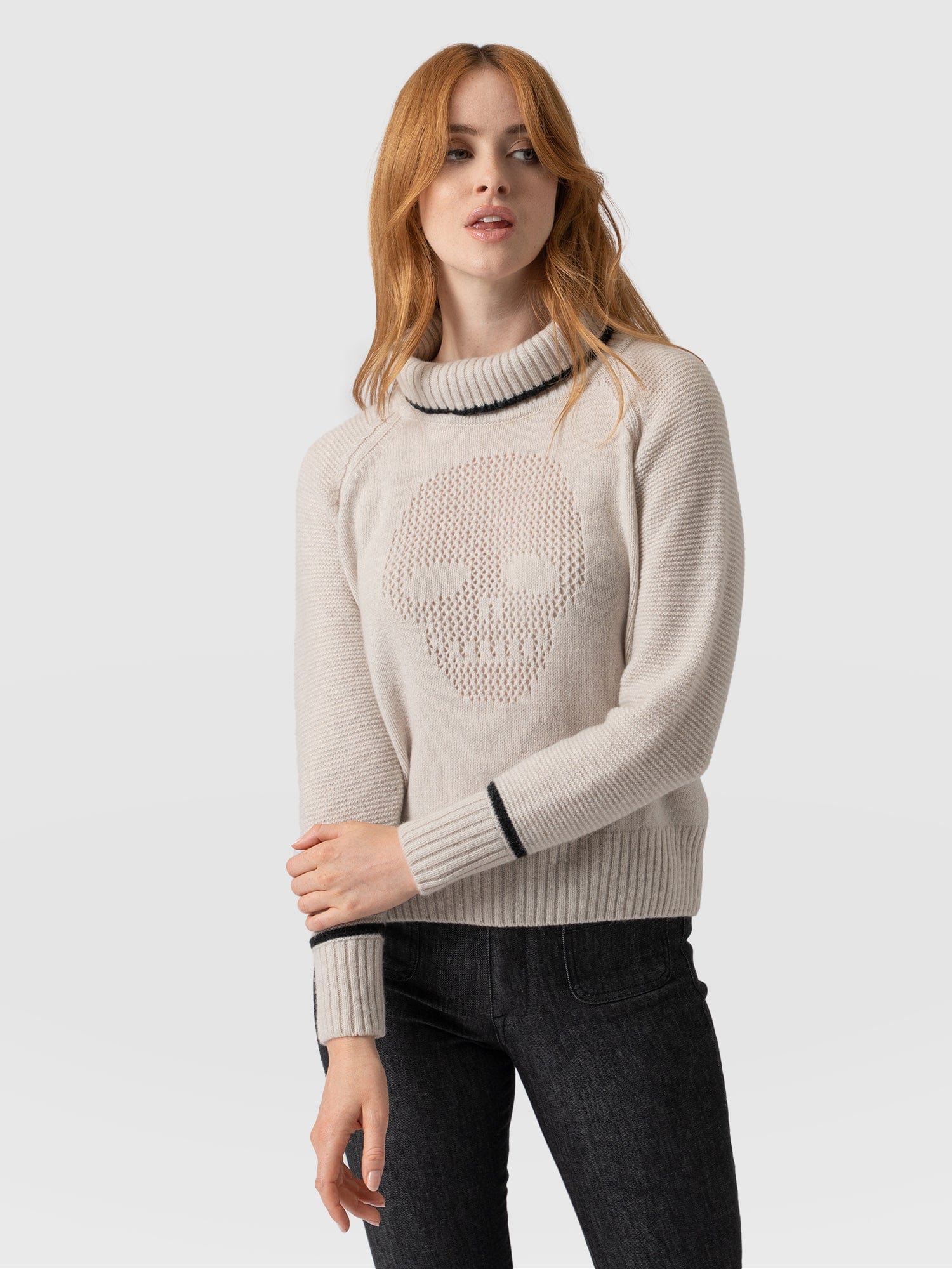 Blake Cashmere Skull Sweater - Cream
