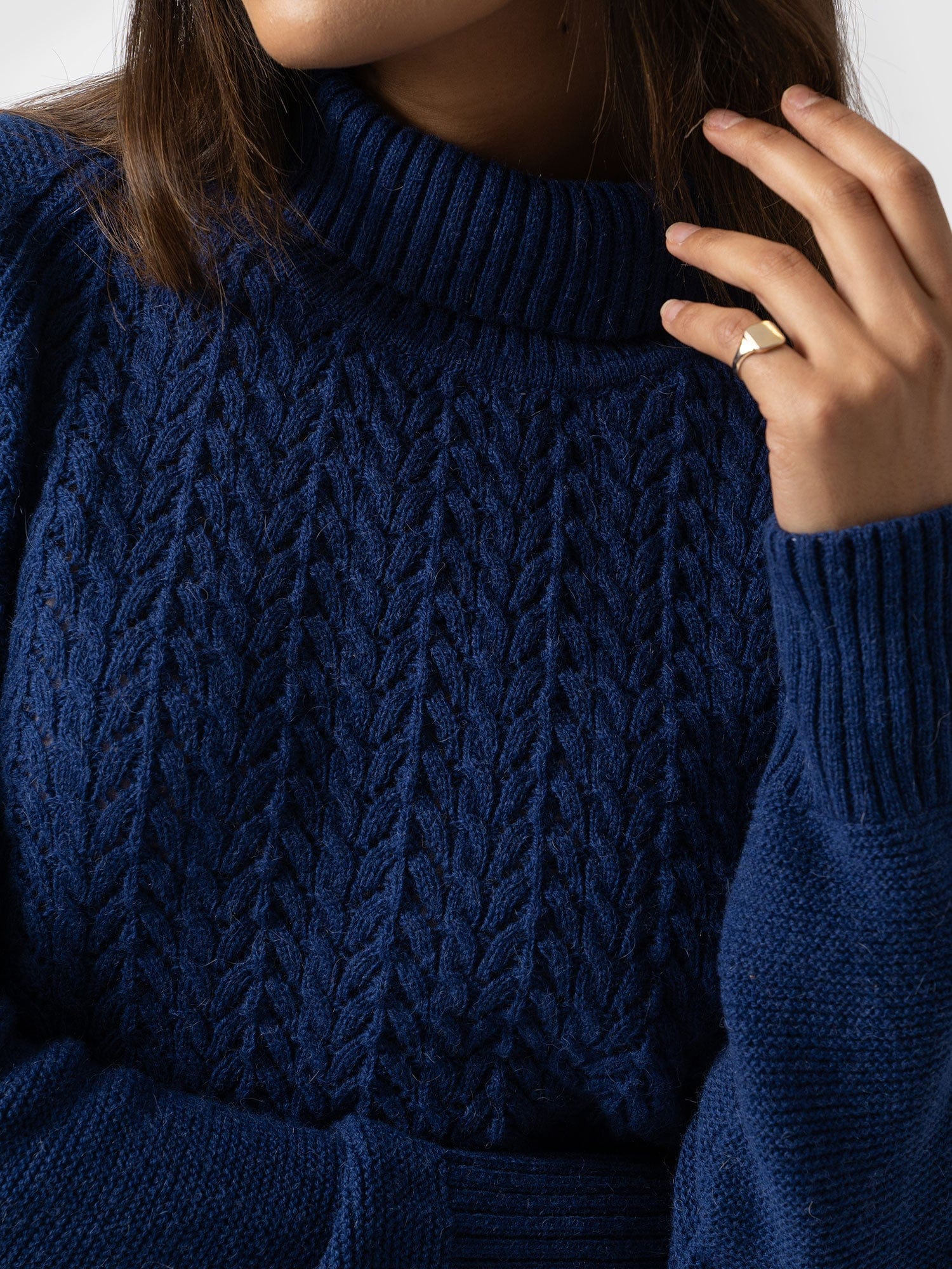 Glen Cable Knit Sweater - Blue