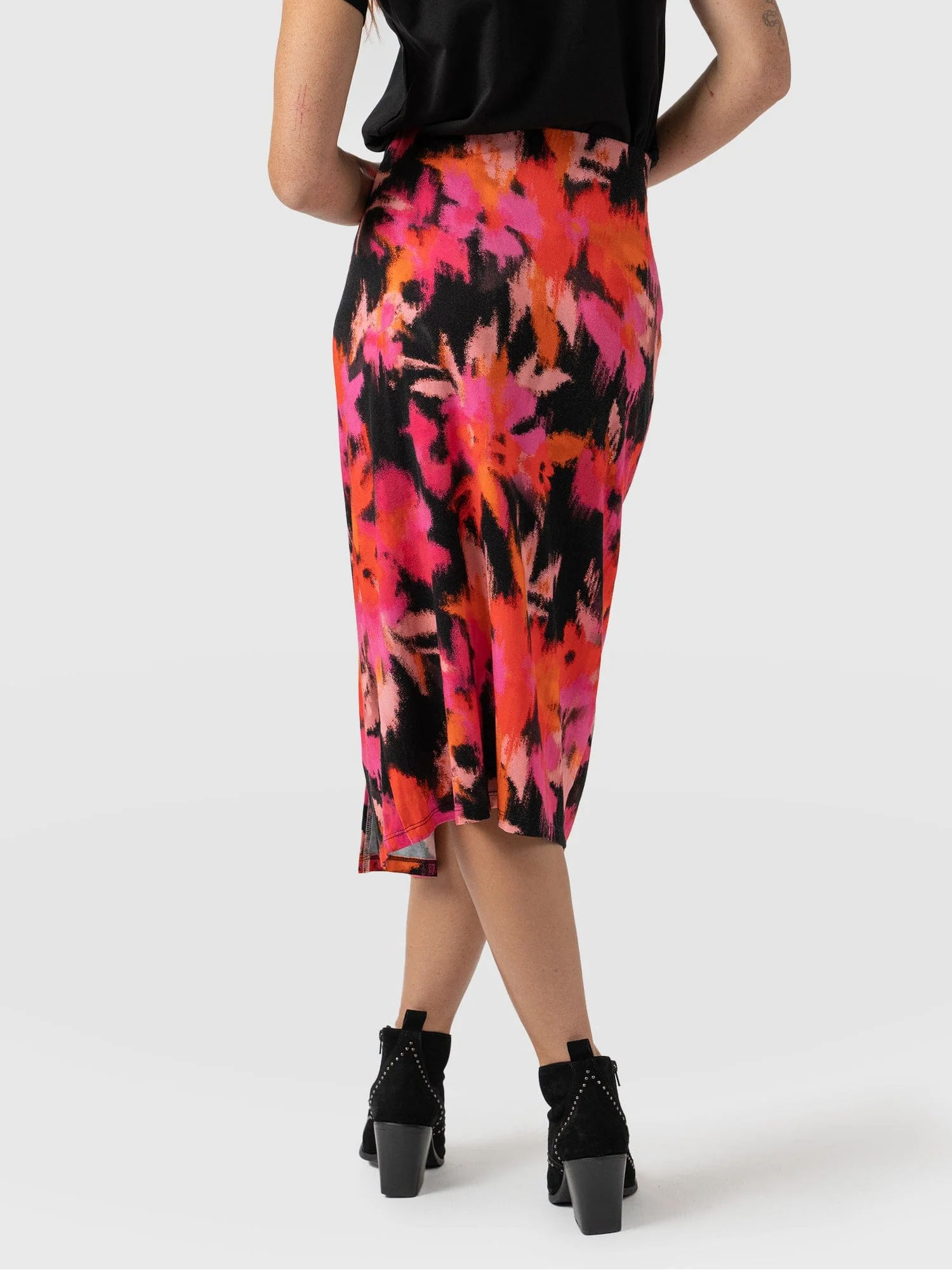 Salina Draped Skirt  - Black Soft Focus