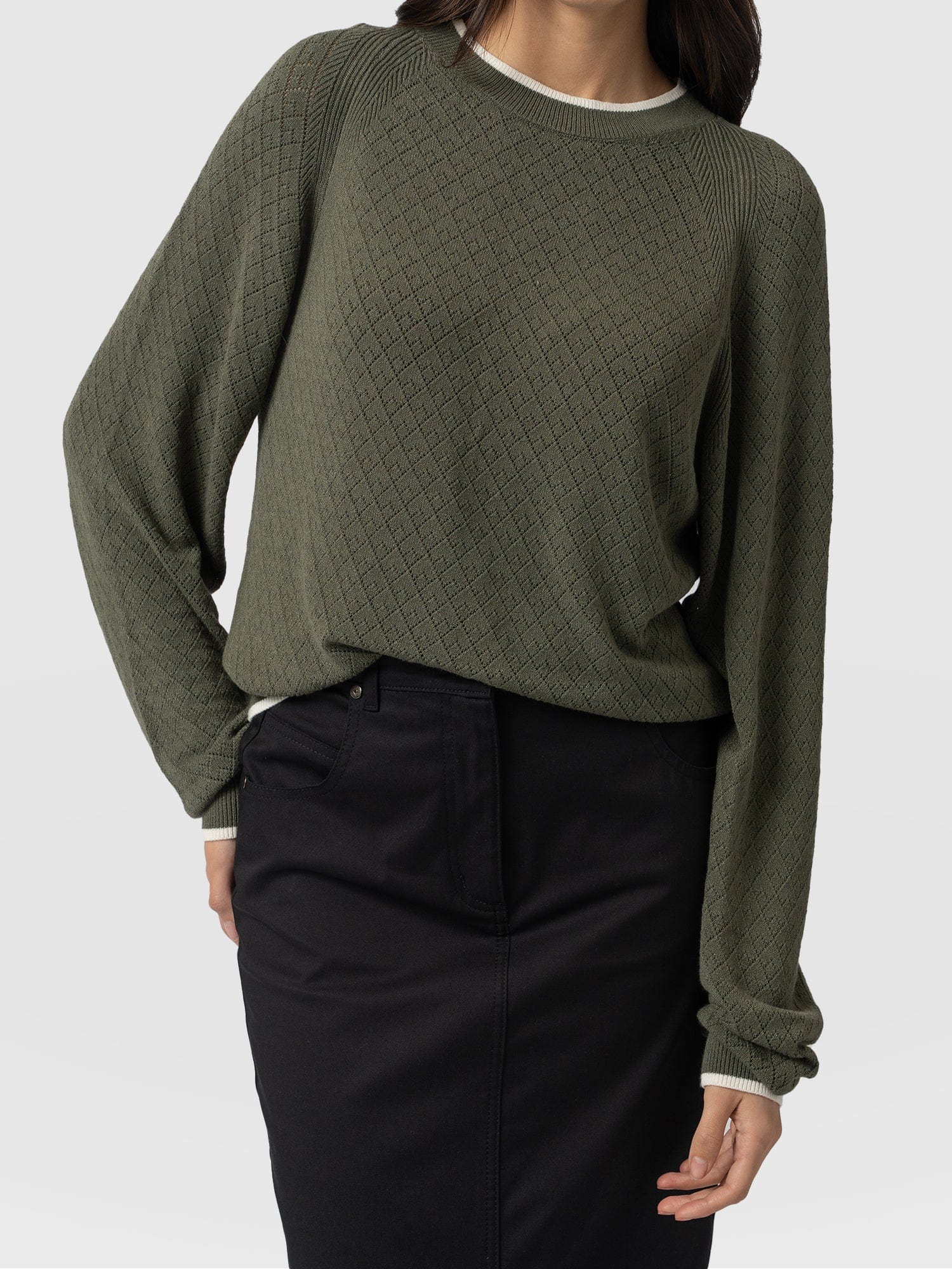 Diamond Knit Sweater - Khaki