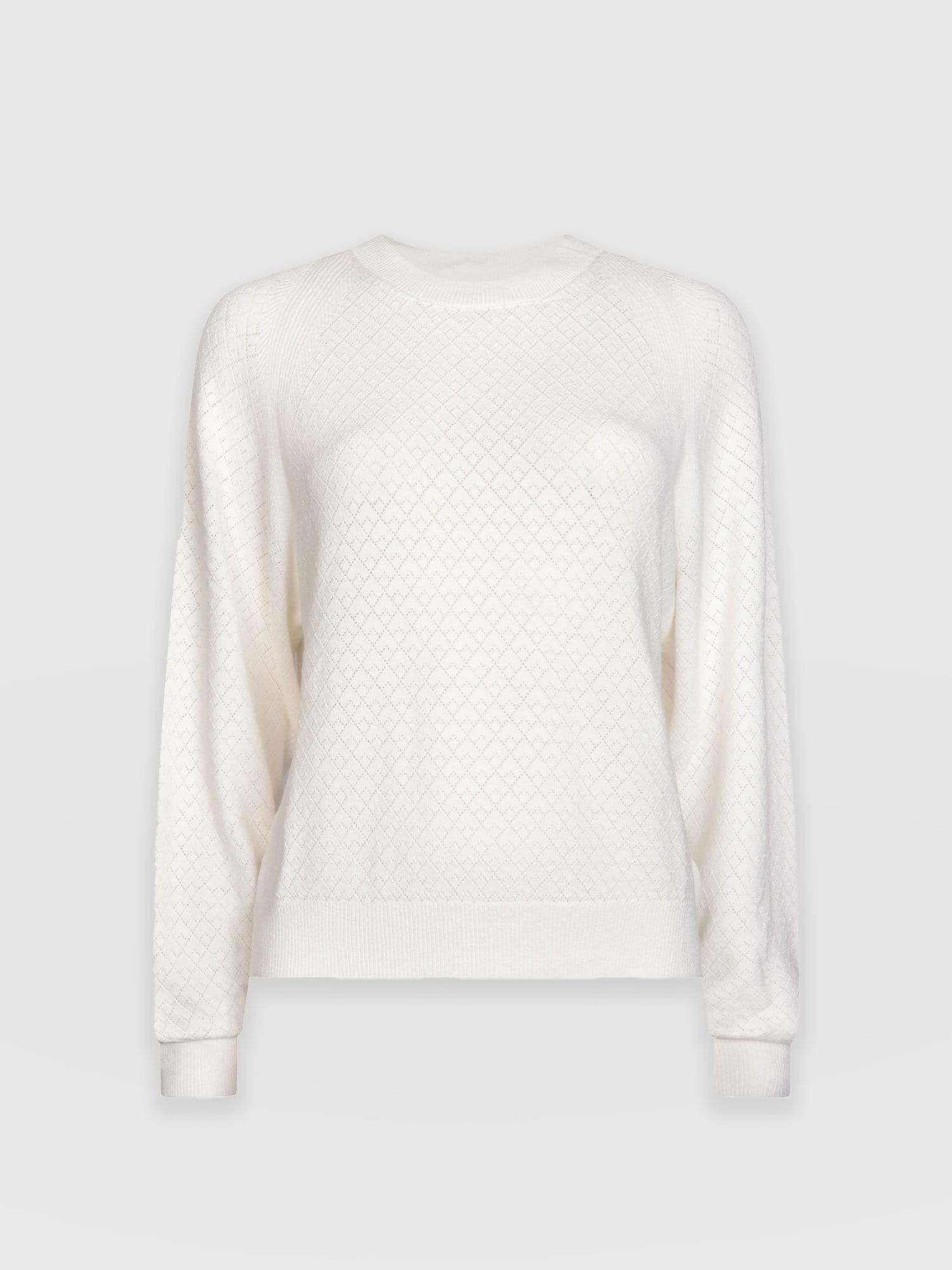Diamond Knit Sweater - White