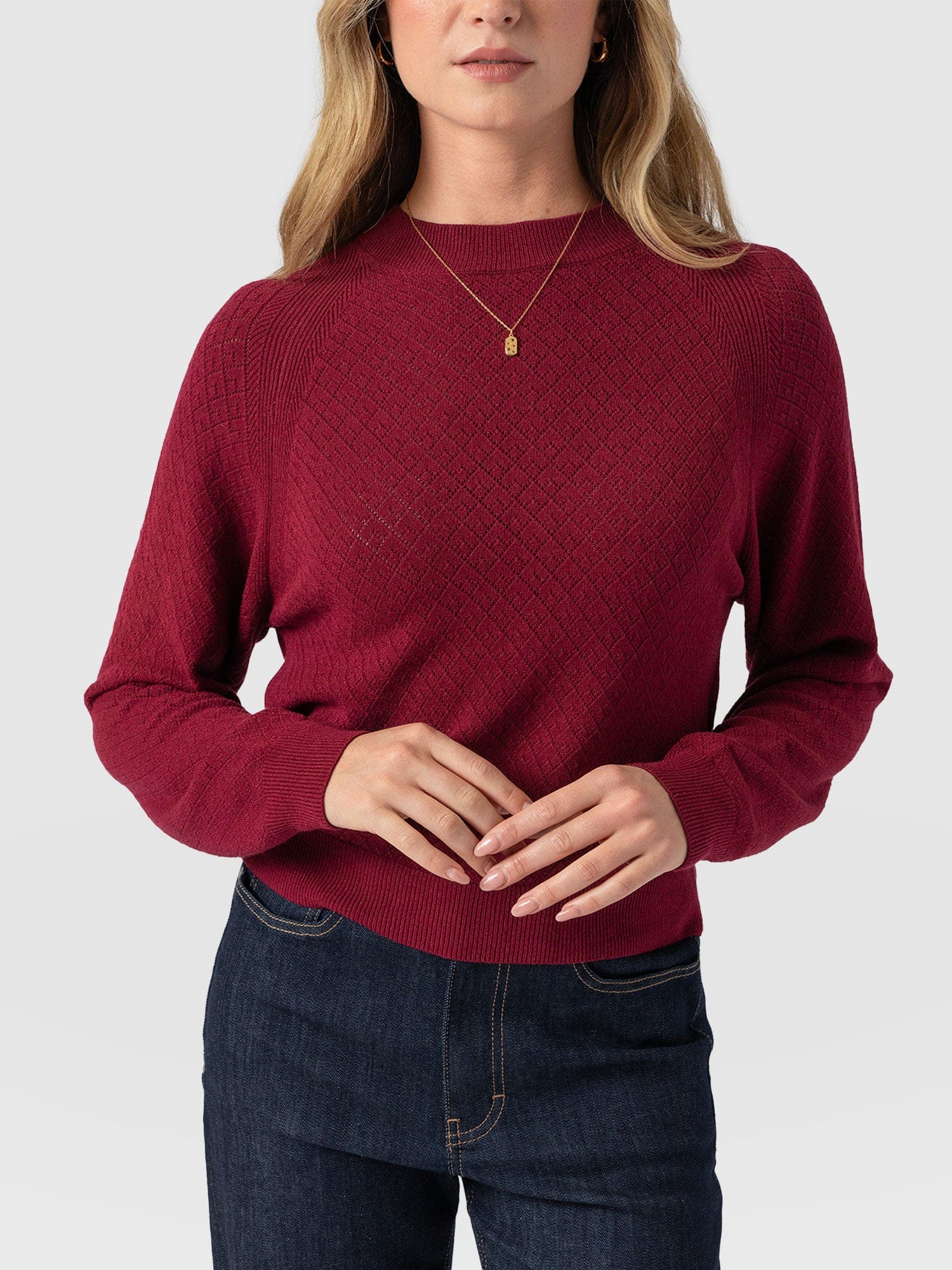 Diamond Knit Sweater - Deep Pink