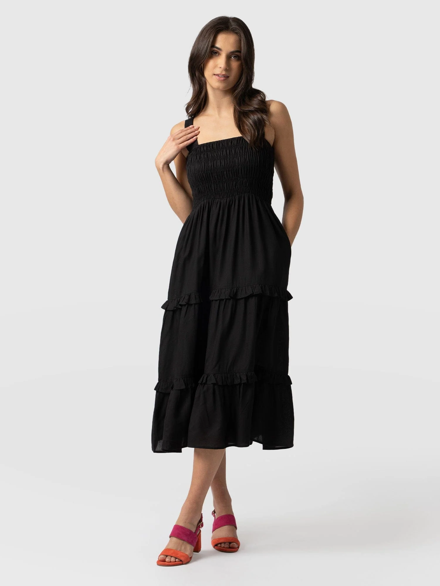 Suzi Shirring Dress - Black