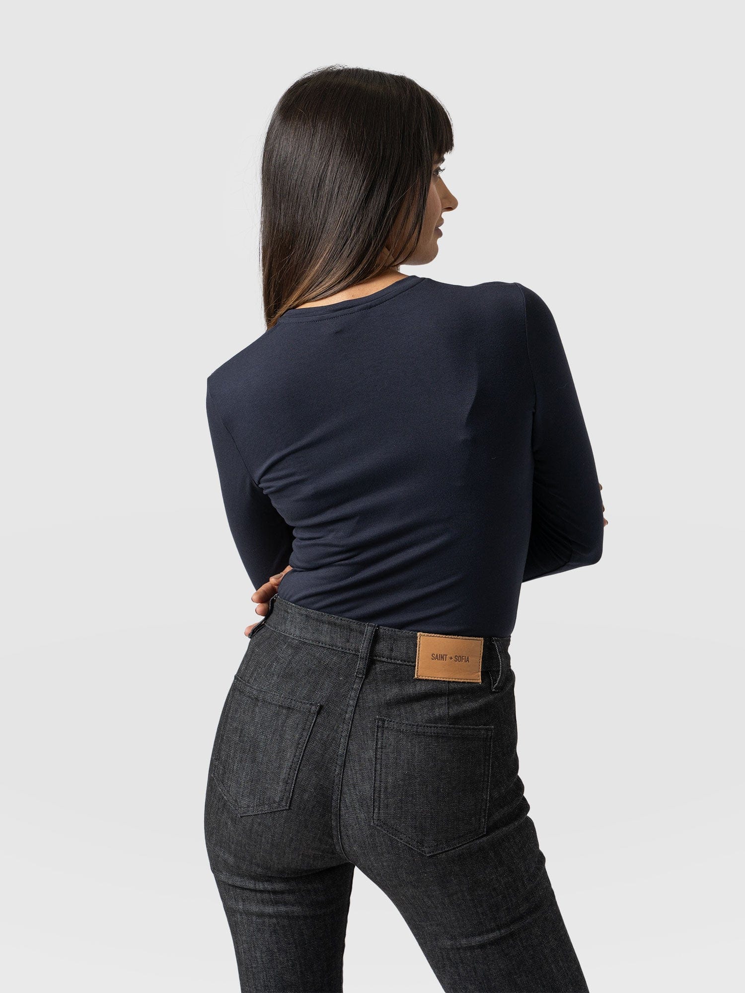 Austen Crew Neck Long Sleeve Tee - Navy