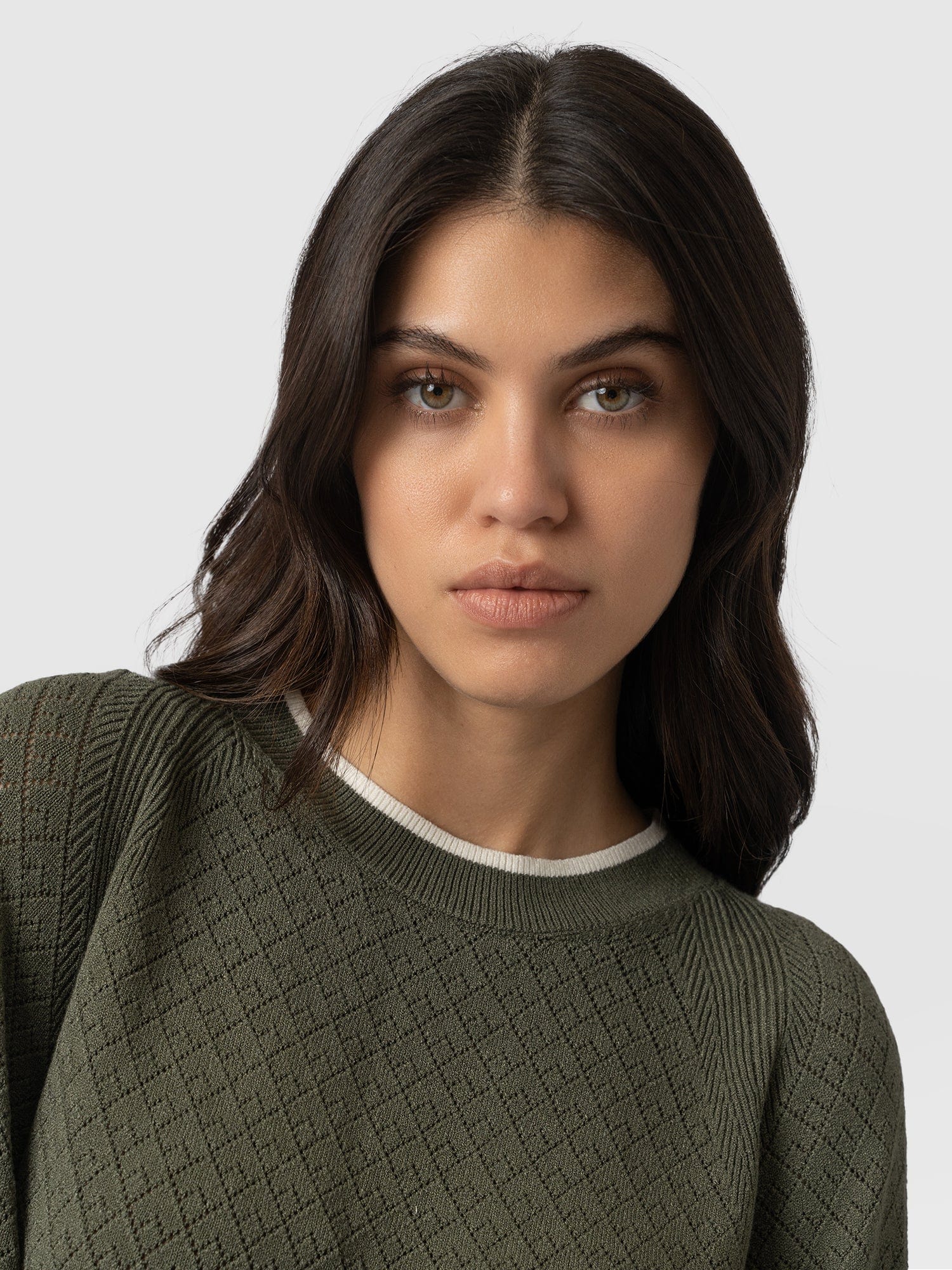 Diamond Knit Sweater - Khaki