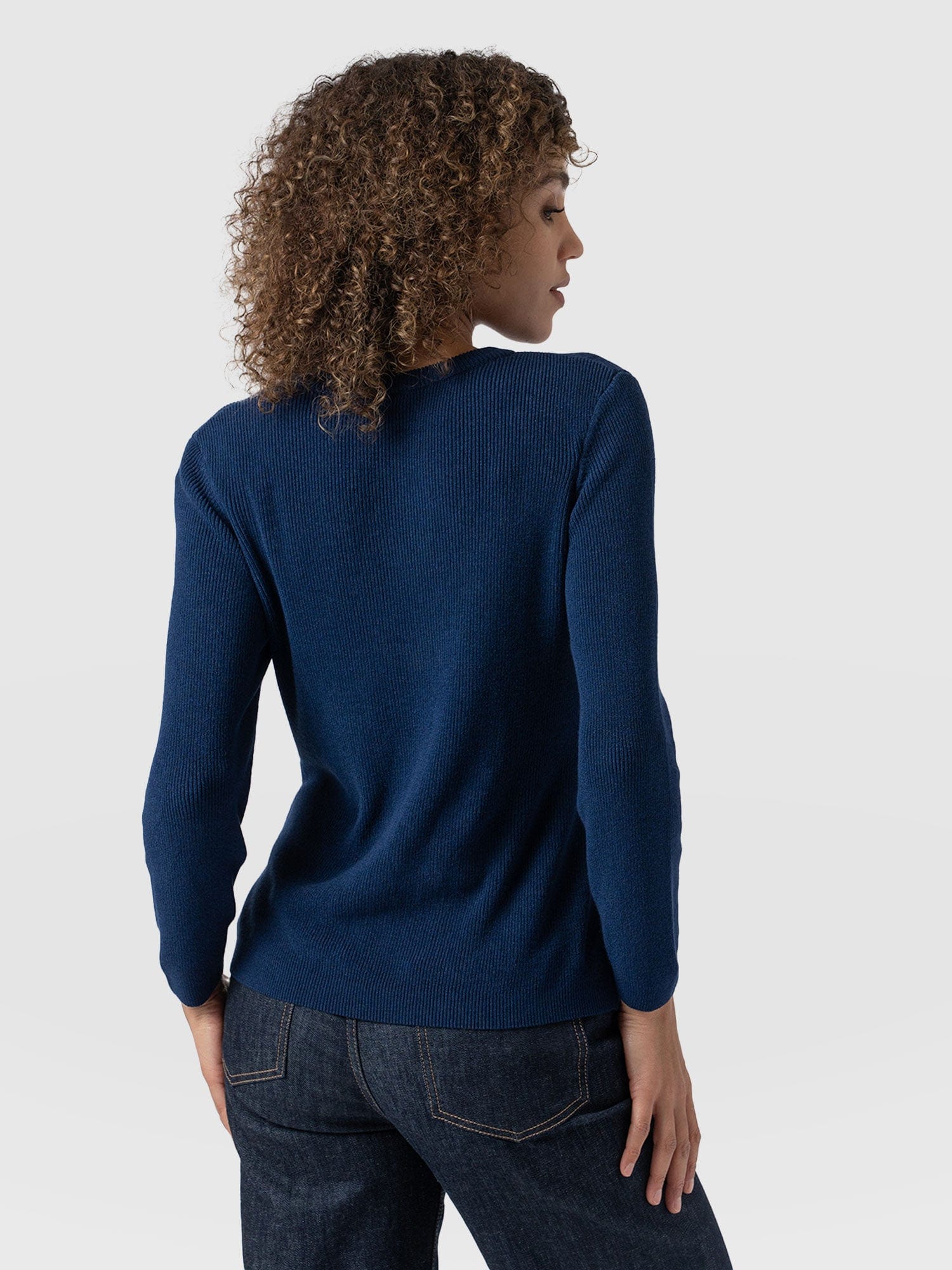 Honeycomb Rib Sweater - Navy