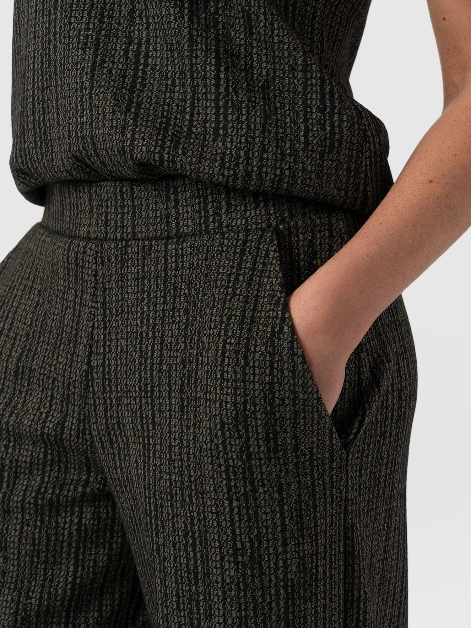 Keller Wide Leg Pant - Green Texture