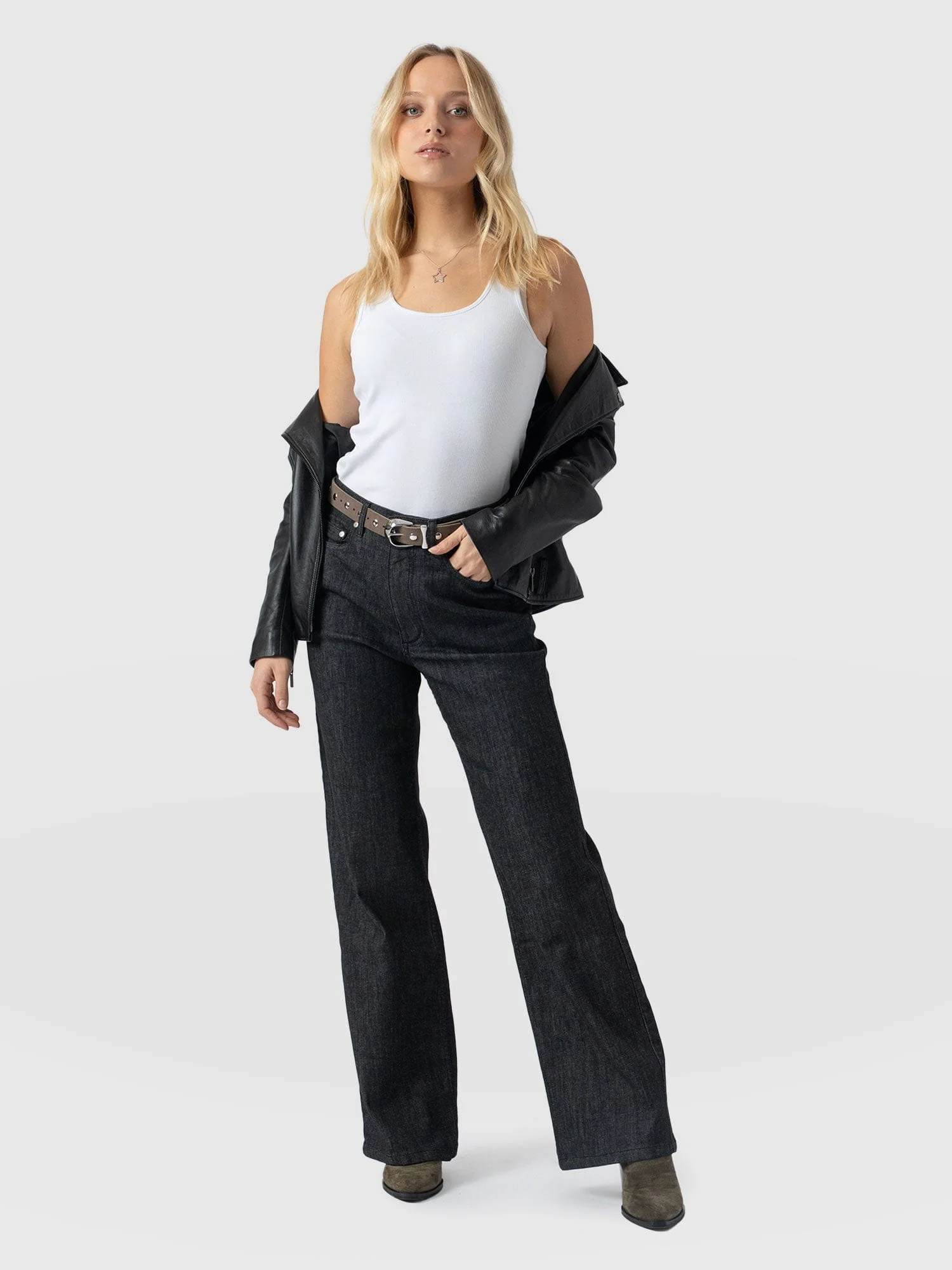 Wide Leg Jeans - Black Wash