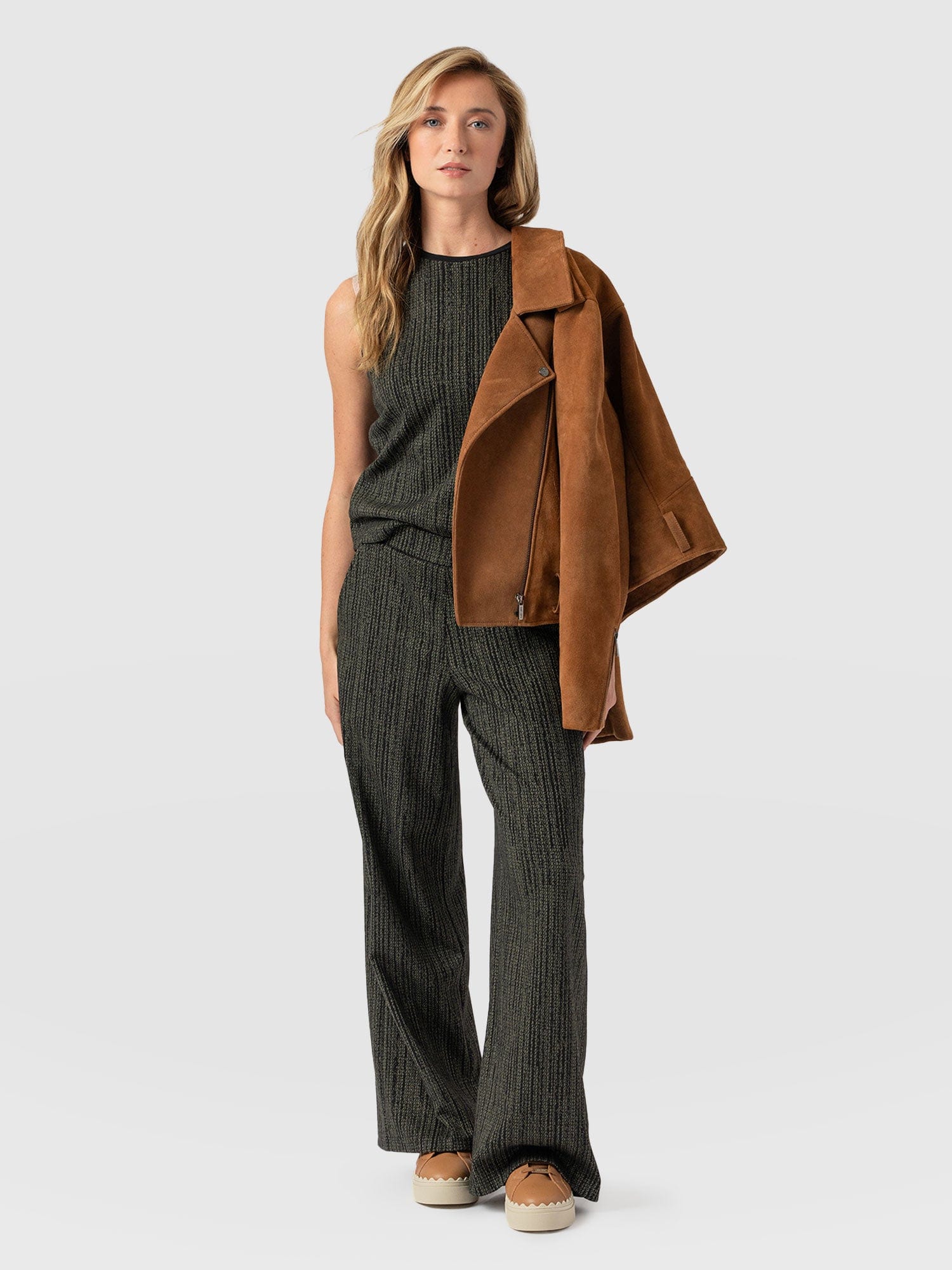 Keller Wide Leg Pant - Green Texture