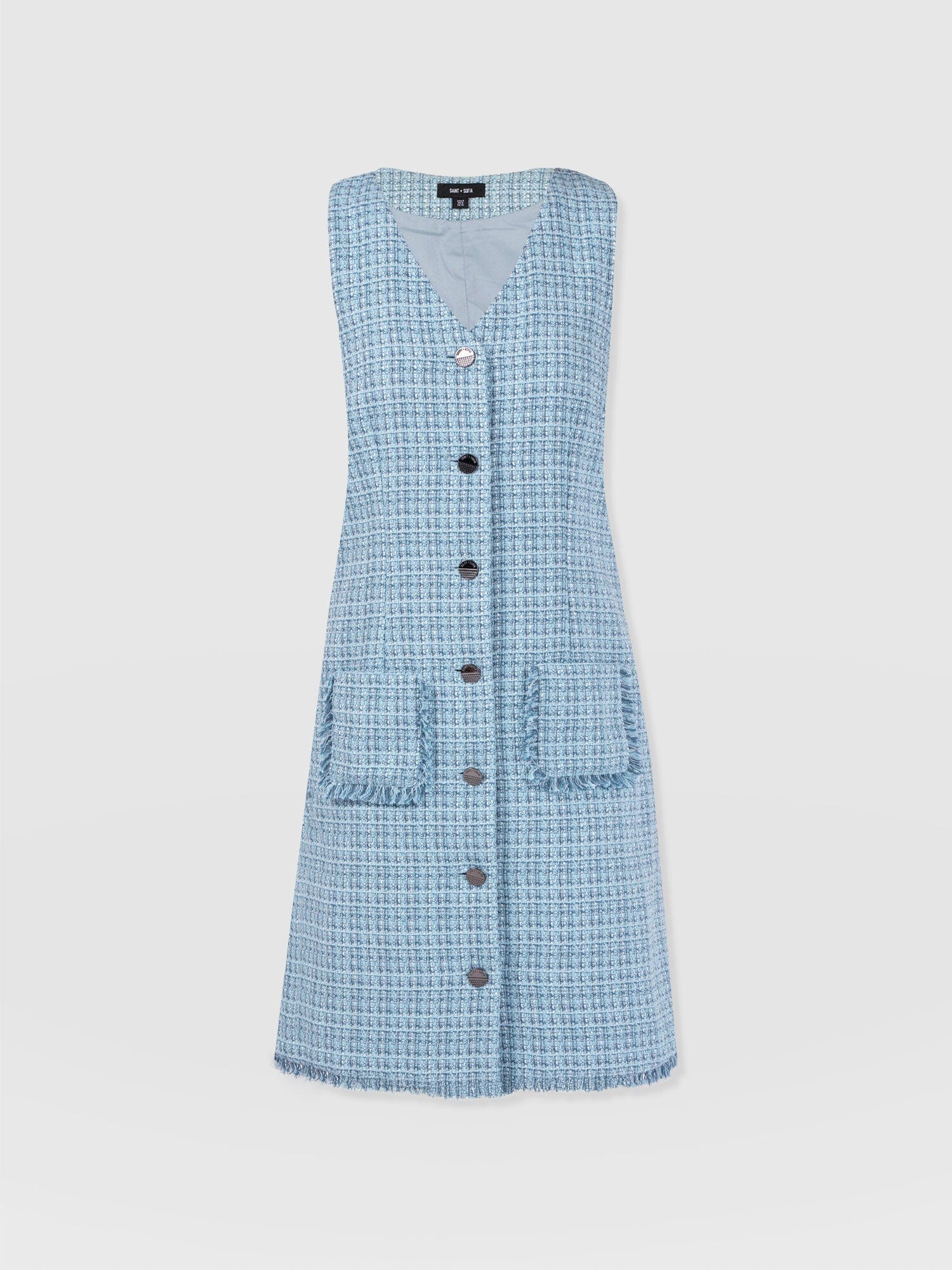 Luther Boucle Mini Dress - Pale Blue