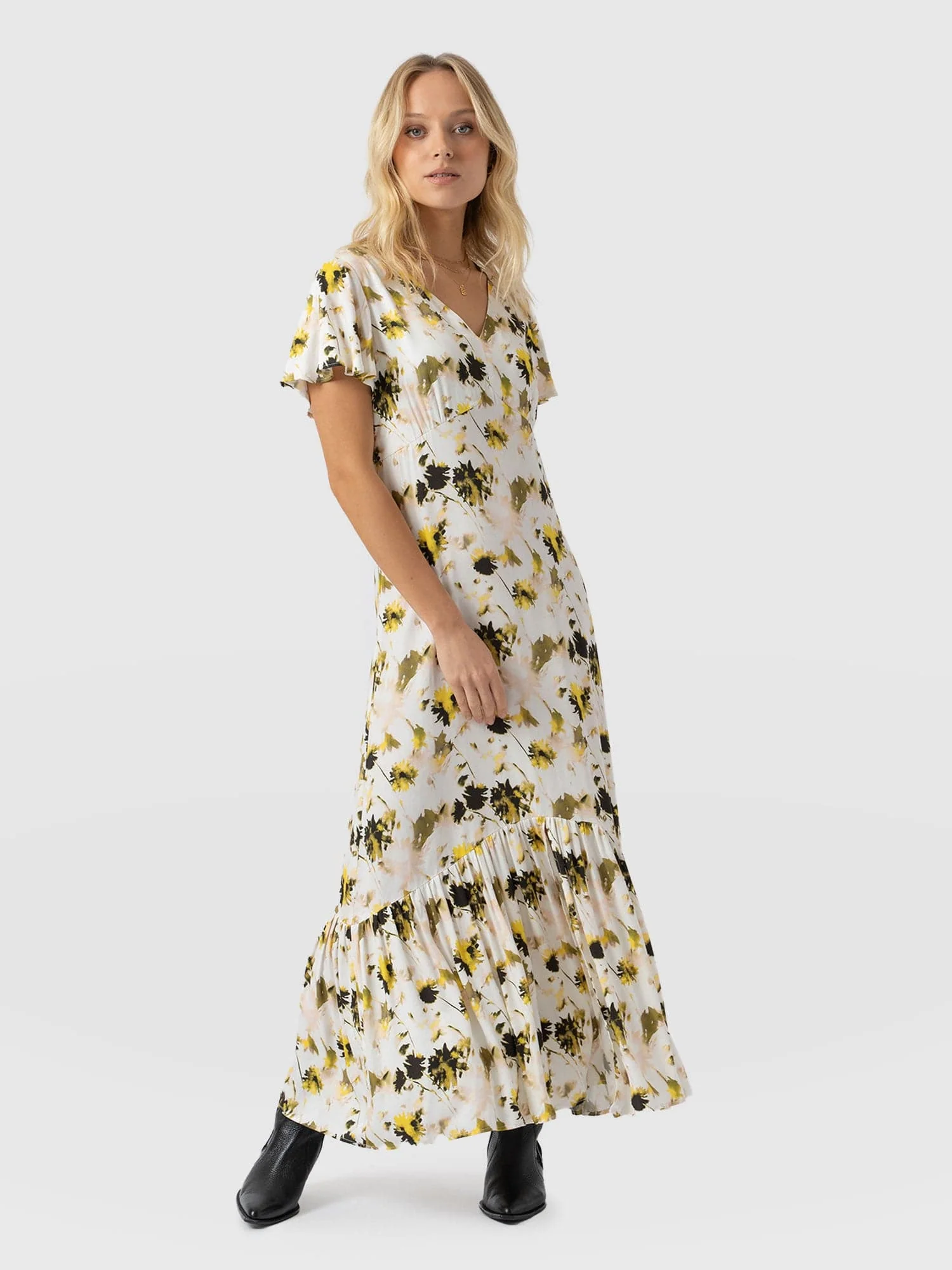 Primrose Dress - White Daisy Floral