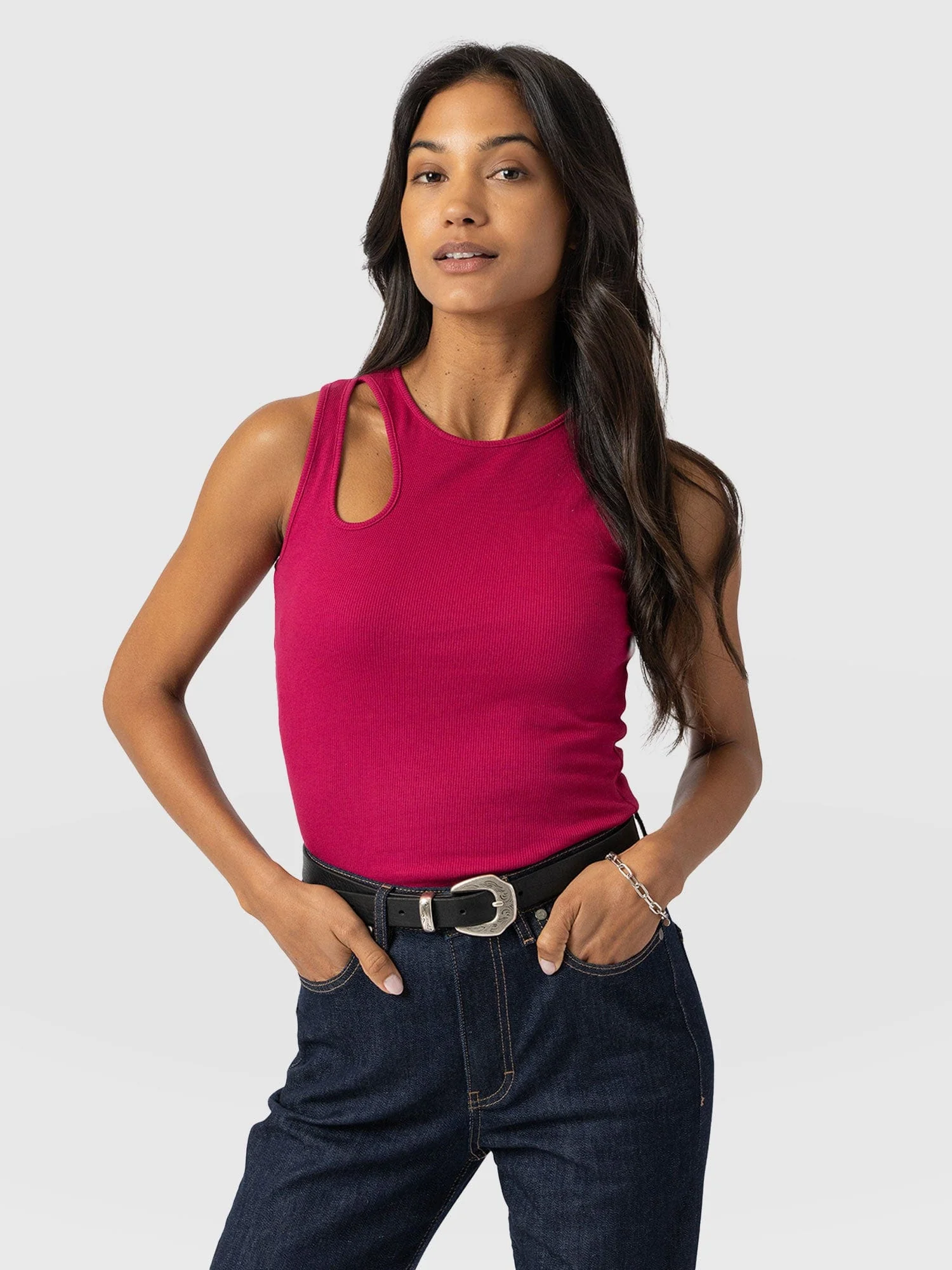Axel Cut Out Vest - Fuchsia Pink